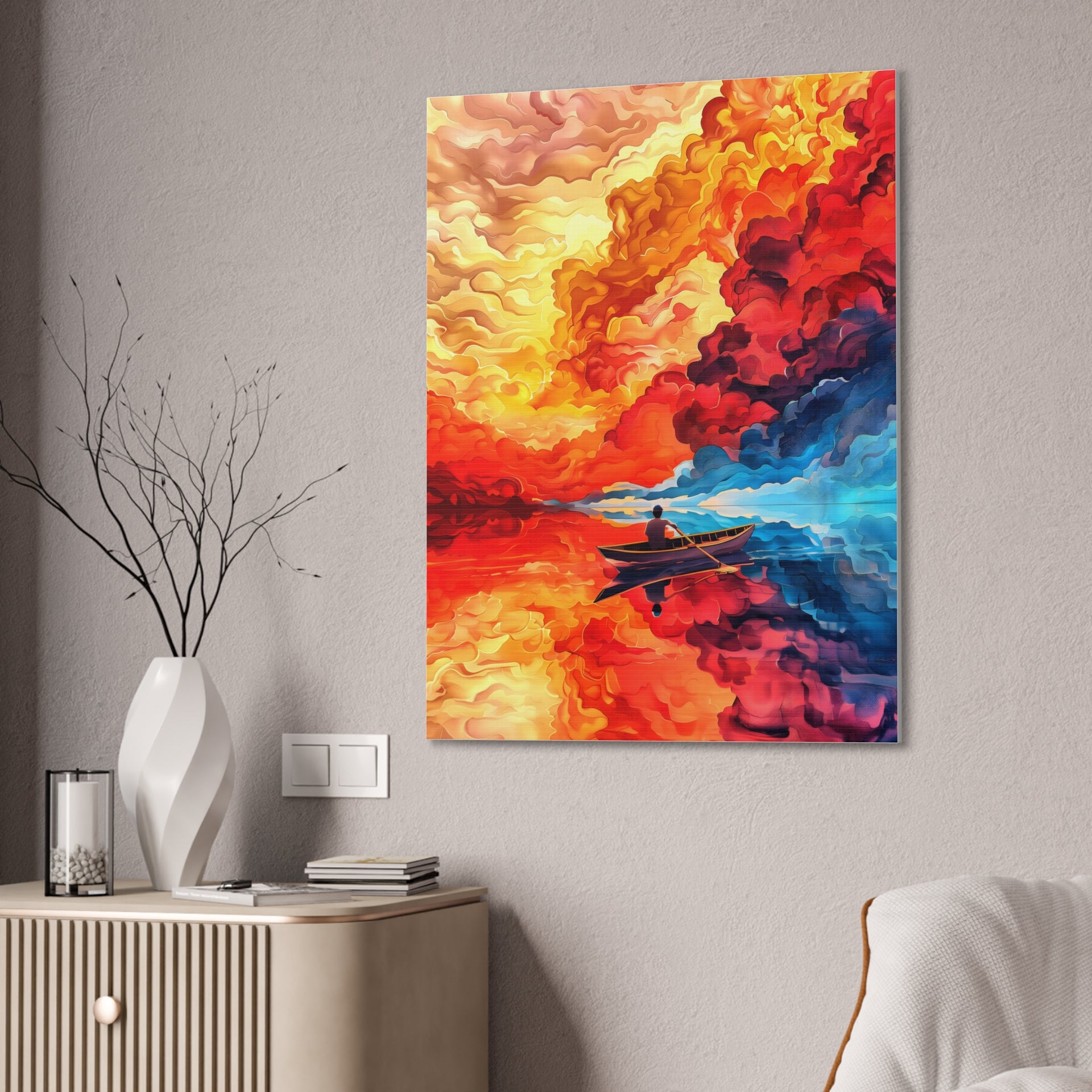 Voyage of Wonder: Mesmerizing Boat Journey Canvas Print Stretched, 0.75