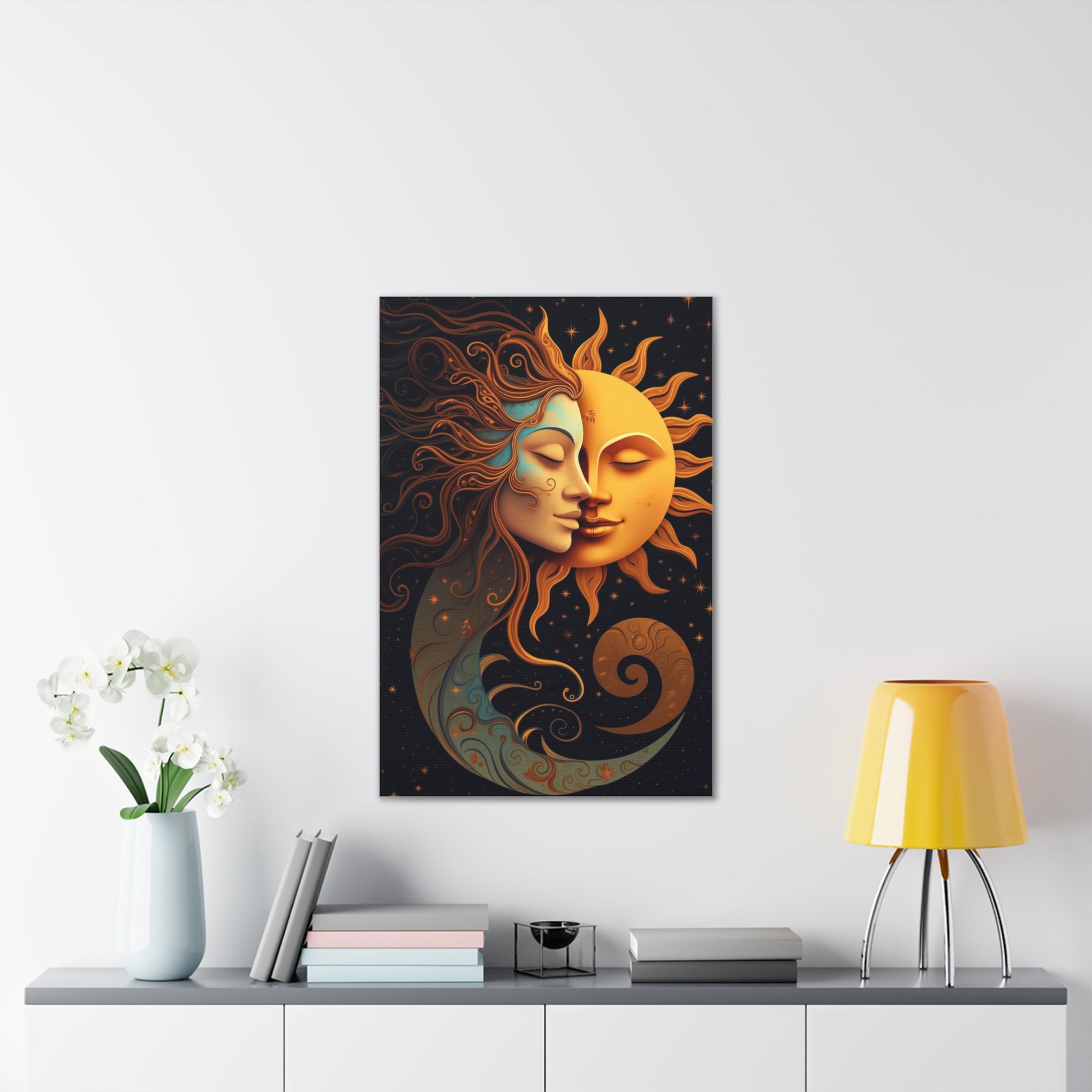 Celestial Harmony: Sun & Moon Canvas Print