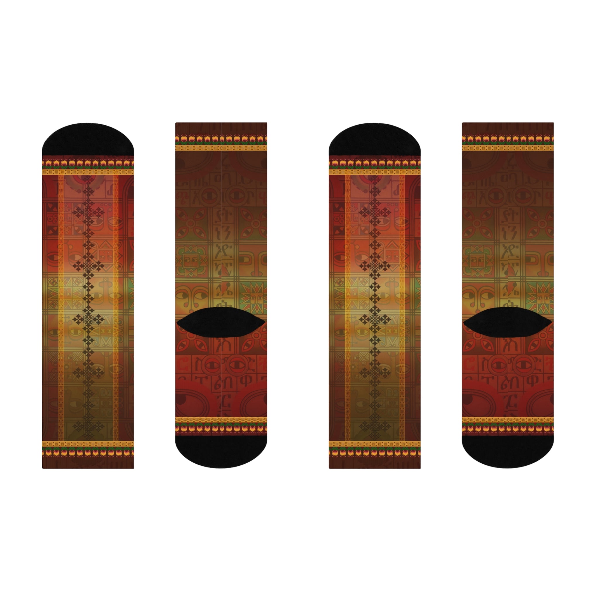 Step into Style: The Ethiopian Tapestry Socks Cushioned Crew Socks