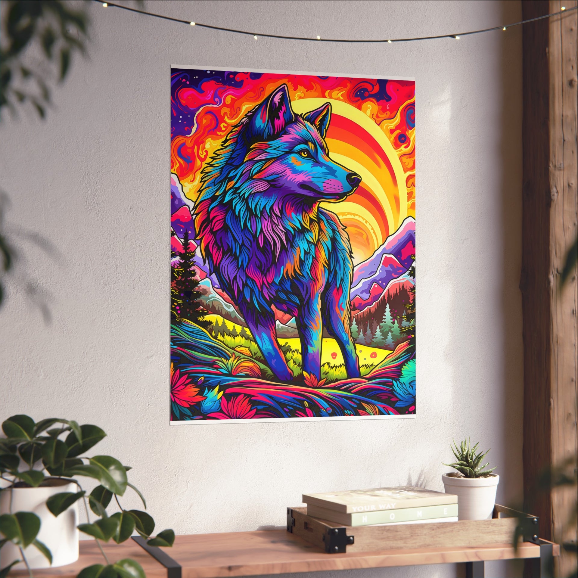 Embrace the Wild: Vintage Wolf Psychedelia Matte Posters