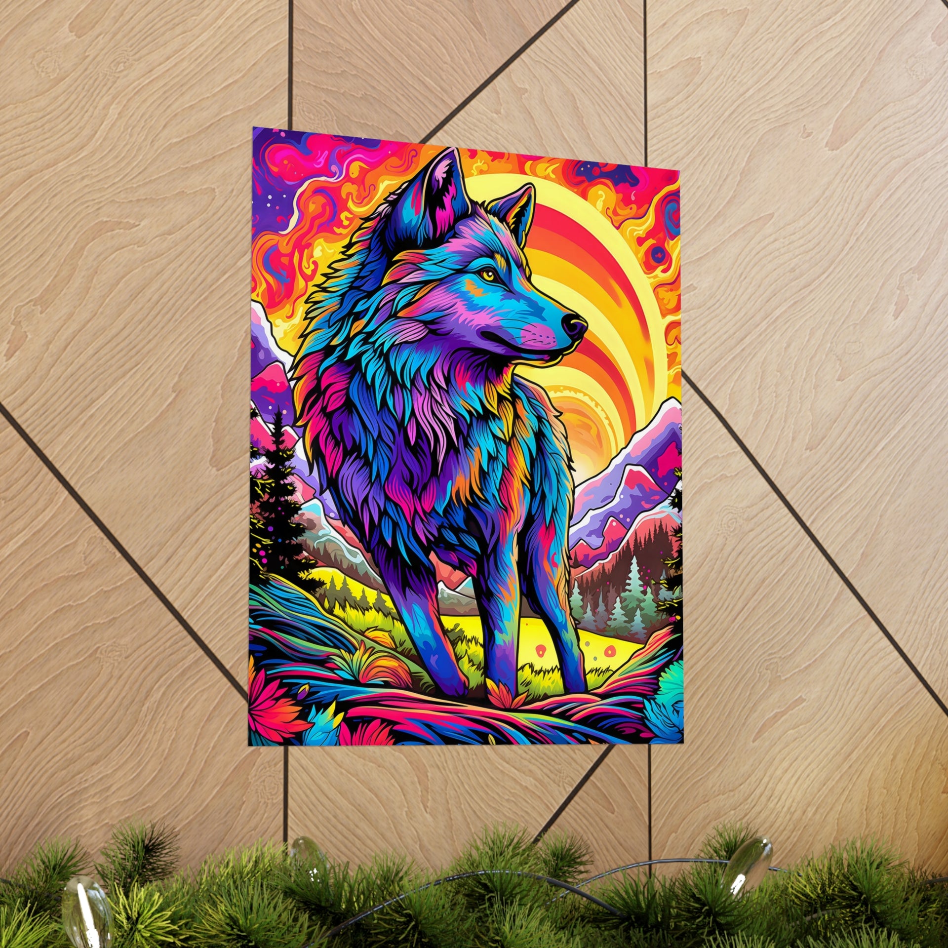 Embrace the Wild: Vintage Wolf Psychedelia Matte Posters