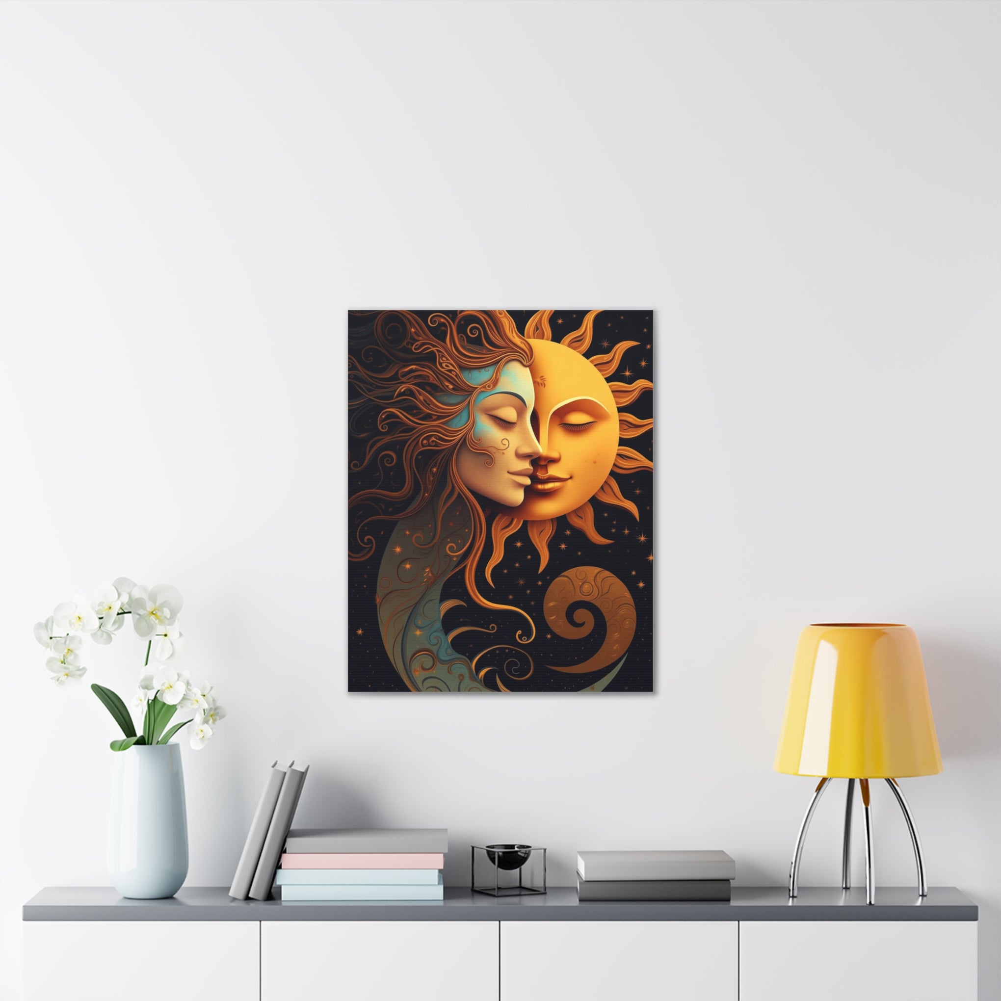 Celestial Harmony: Sun & Moon Canvas Print