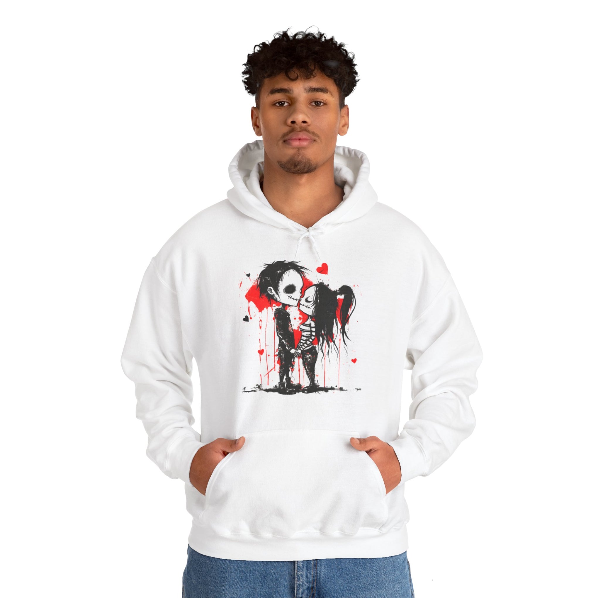 Unleash Your Inner Rebel: Love Bites Back in This Punk Valentine's Hoodie | Unisex Heavy Blend™ Hooded Sweatshirt