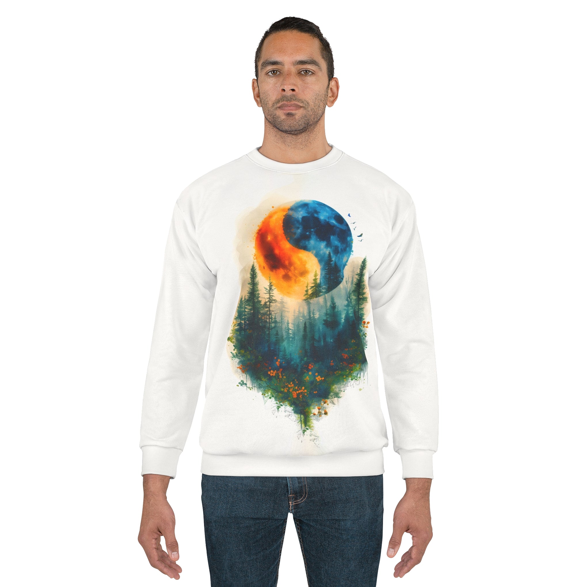 Harmony in Nature: Yin Yang Serenity Unisex Sweatshirt (AOP)