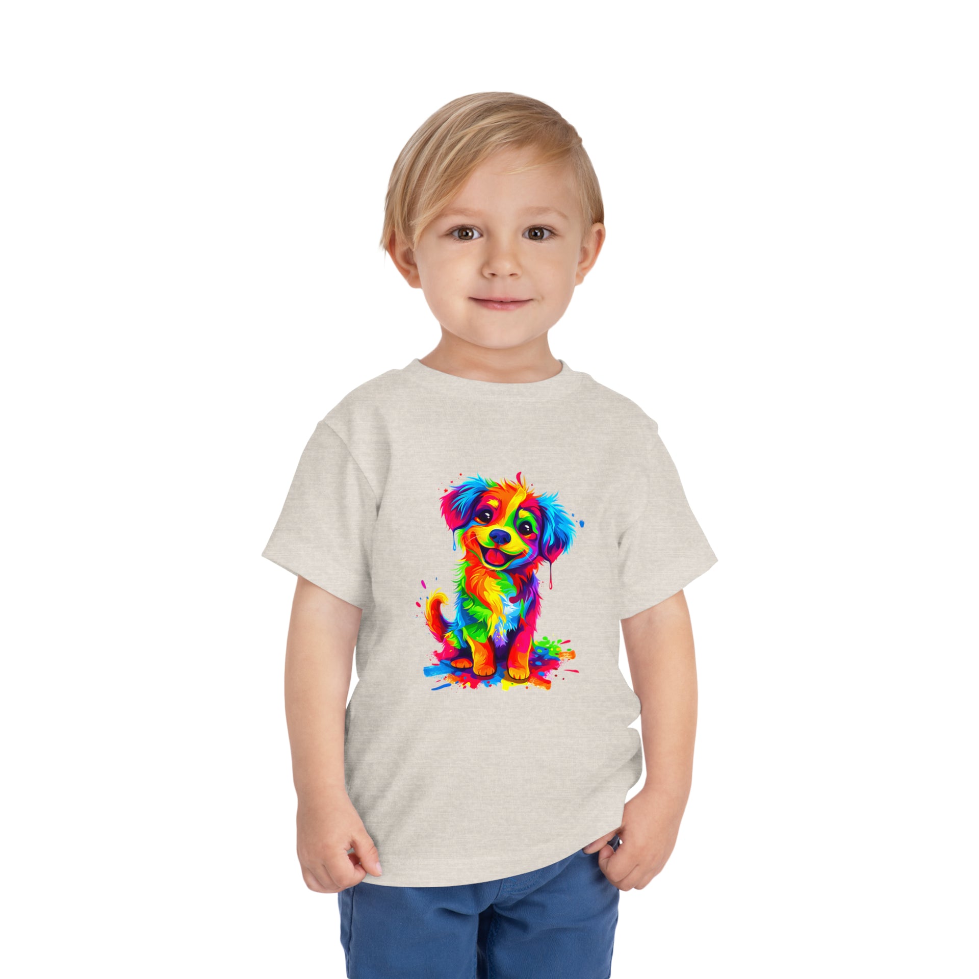 Rainbow Dreams: Disney-Inspired Happy Dog Cartoon | Toddler Short Sleeve Tee