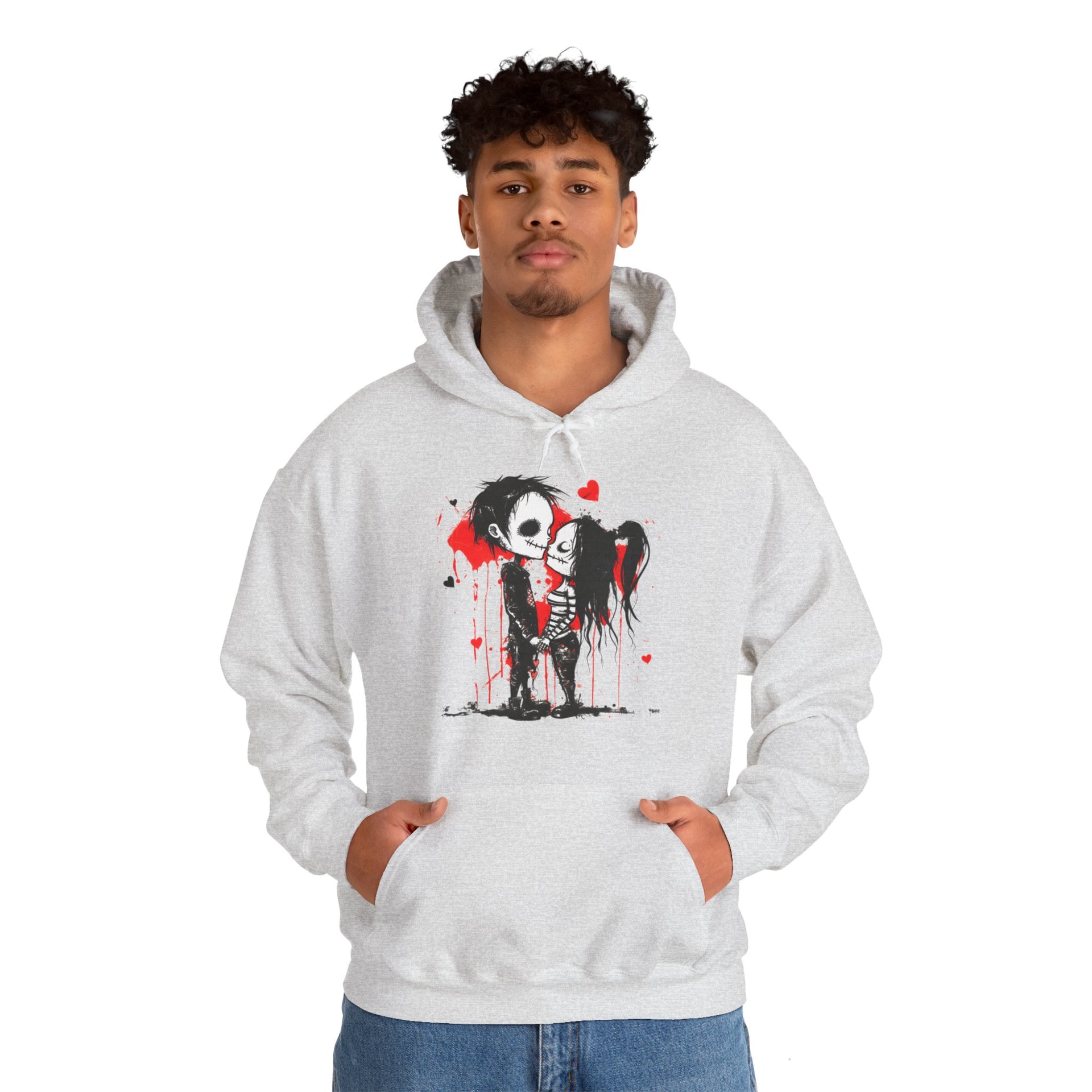 Unleash Your Inner Rebel: Love Bites Back in This Punk Valentine's Hoodie | Unisex Heavy Blend™ Hooded Sweatshirt