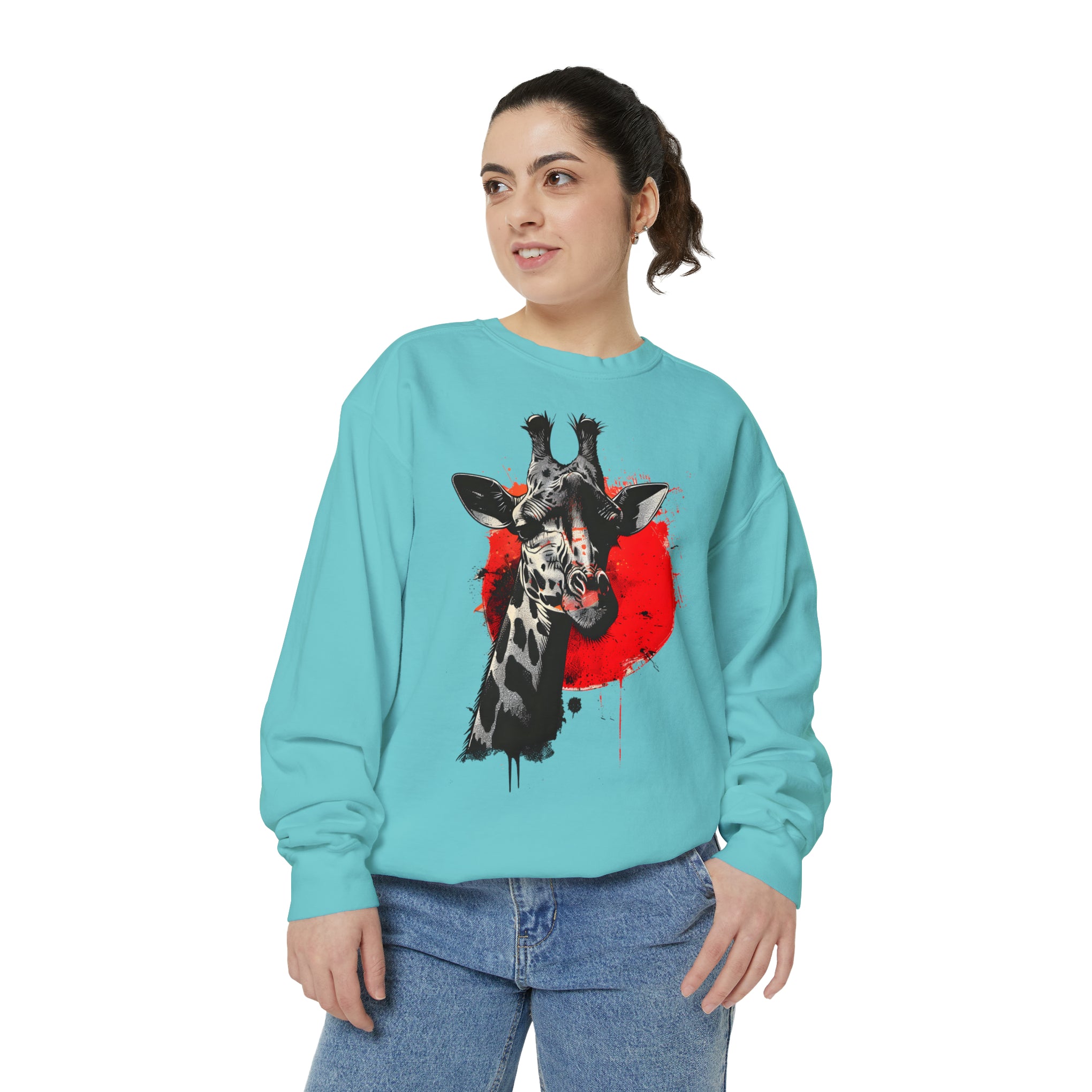 Sunshine Smiles: Embrace the Kawaii Charm of This Contoured Giraffe Sweatshirt