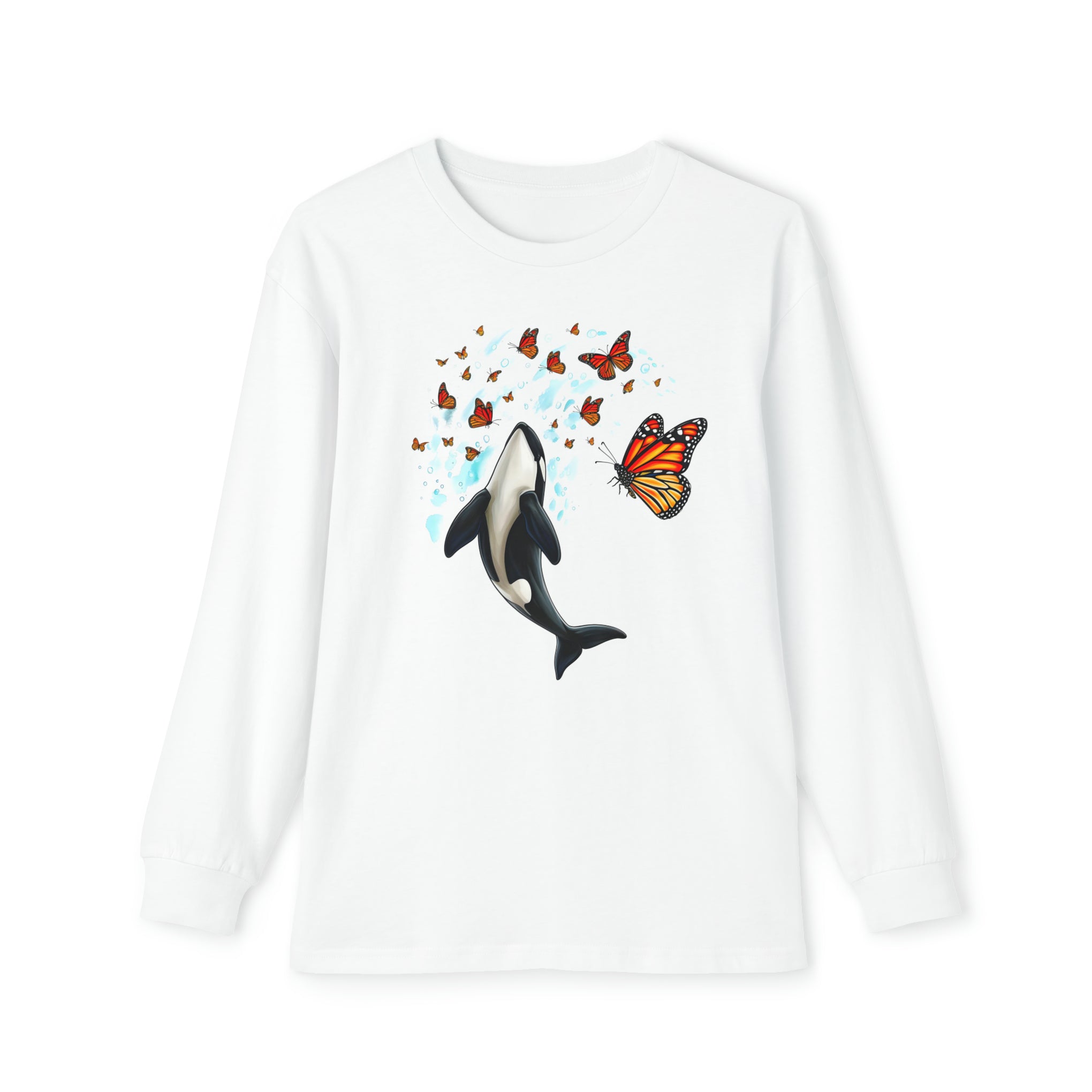 Majestic Harmony: Orca and Monarch Butterfly Youth Holiday Outfit Set | Youth Long Sleeve Holiday Outfit Set