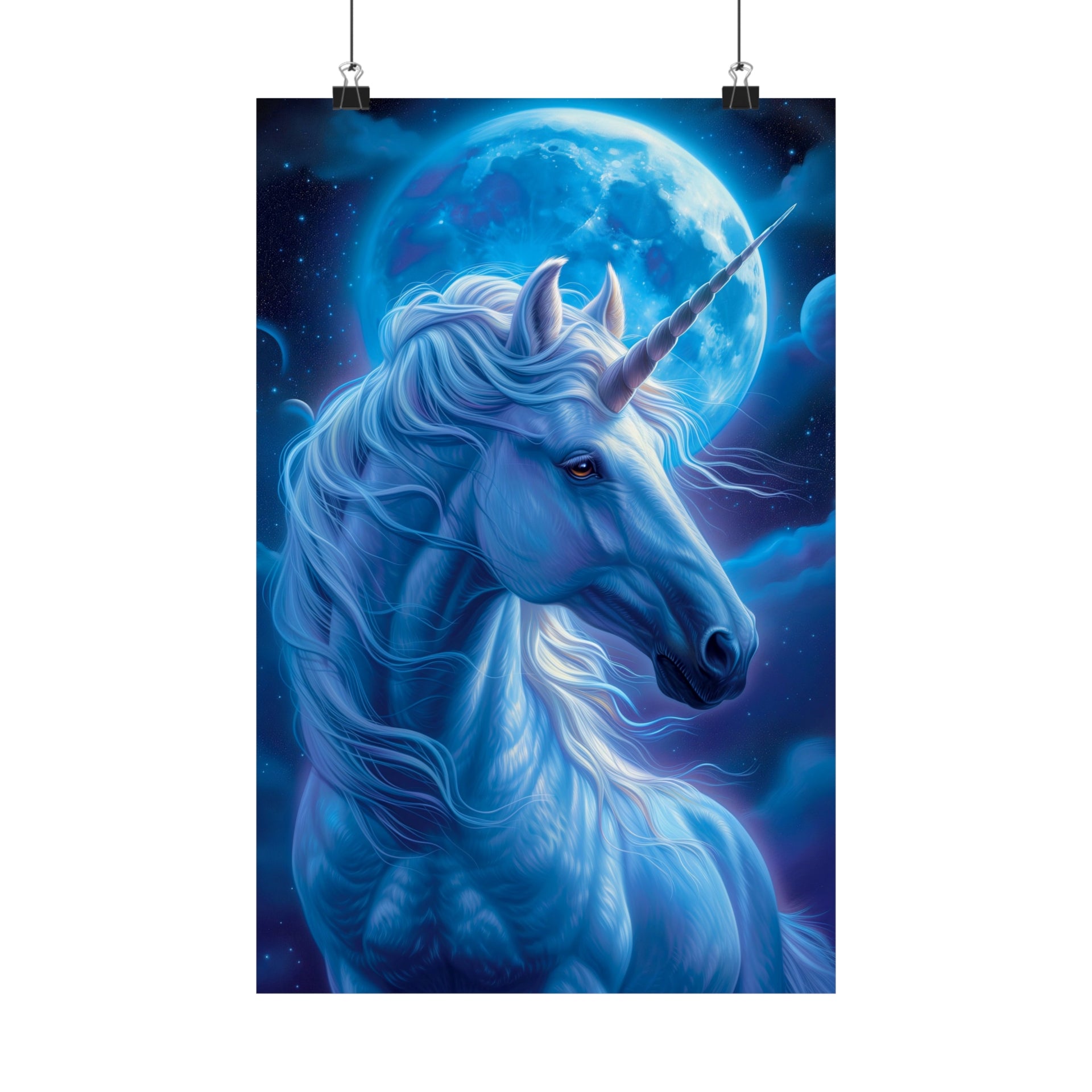 Supernatural Unicorn: Mystical Moonlight Matte Vertical Poster