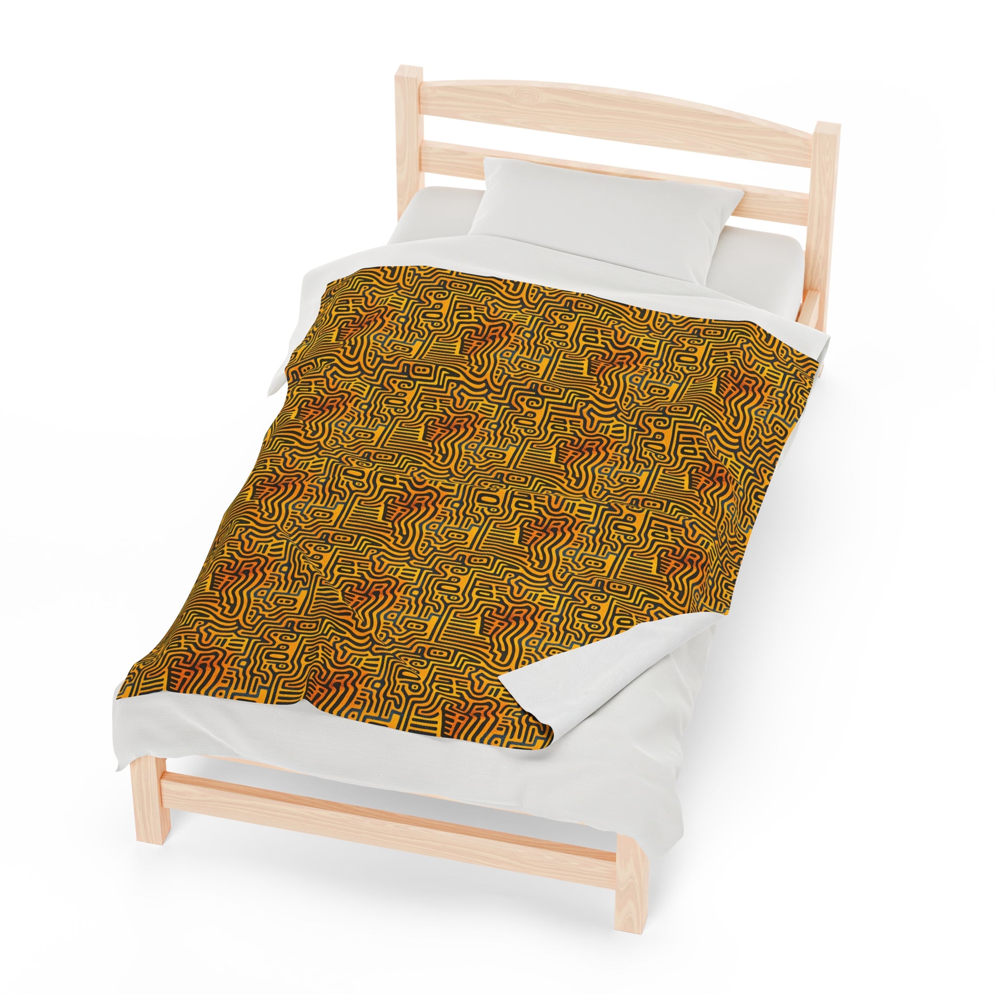 Sunset Dreams: Velveteen Plush Blanket with Optical Illusion Art