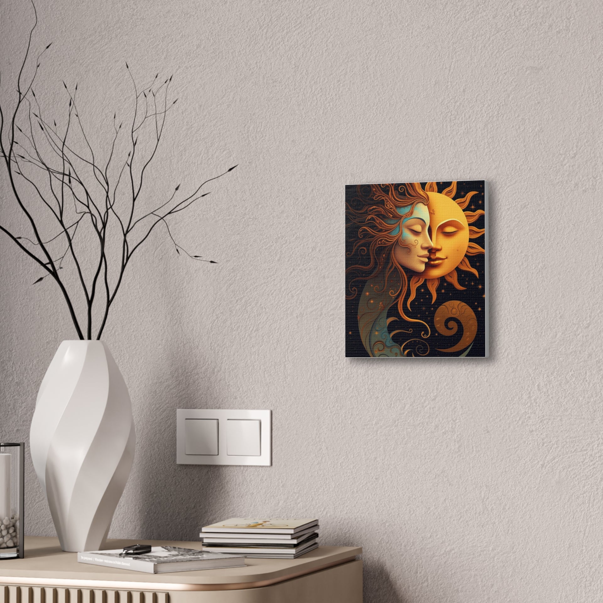 Celestial Harmony: Sun & Moon Canvas Print