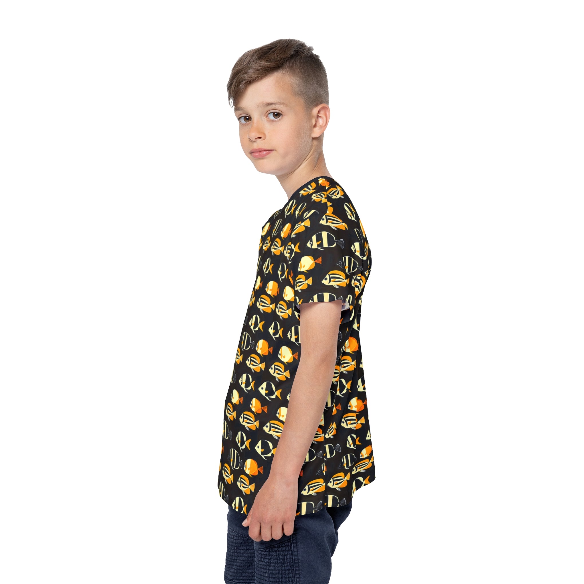 Zen Fish: Japanese Geometric Bannerfish Pattern Kids Sports Jersey (AOP)