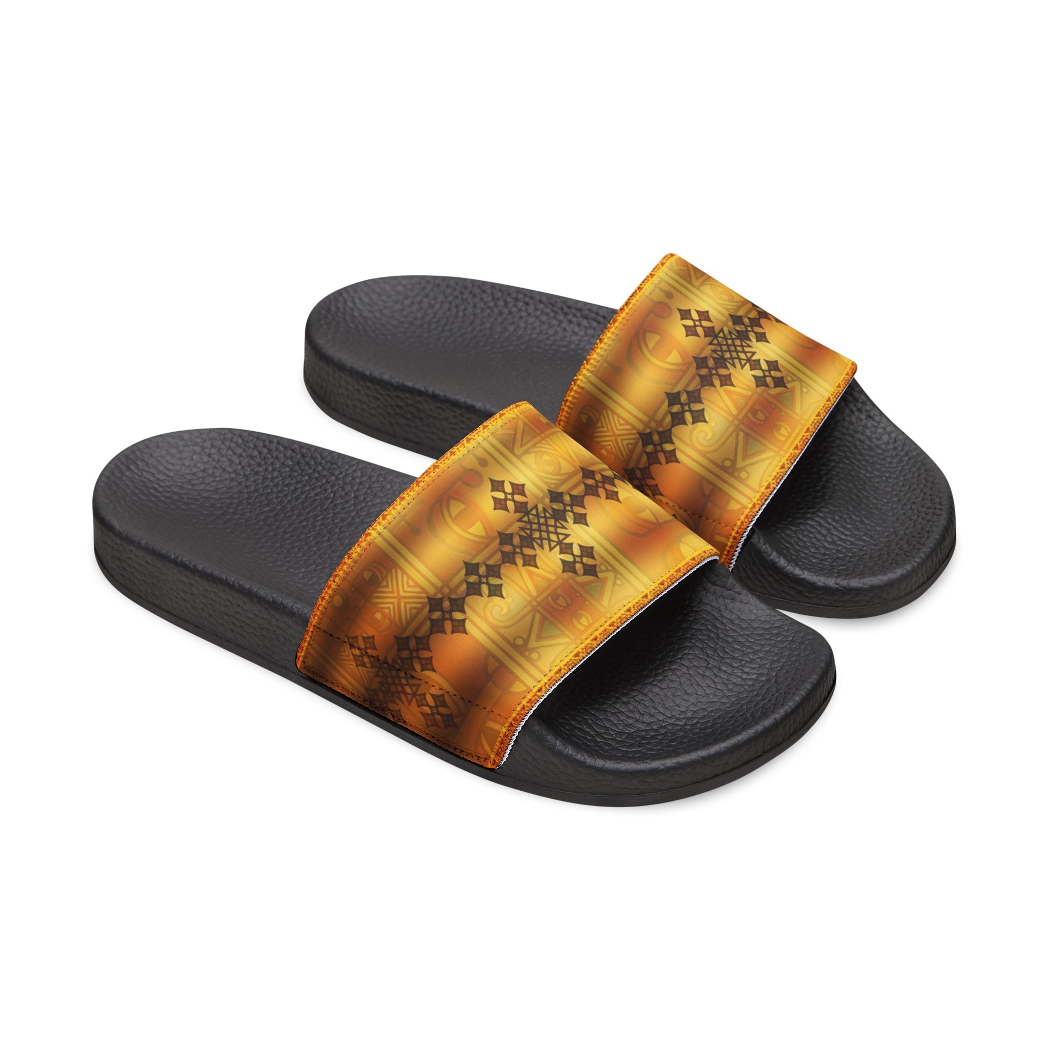 Walk in Style: The Ethiopian Tapestry Slides Men's PU Slide Sandals