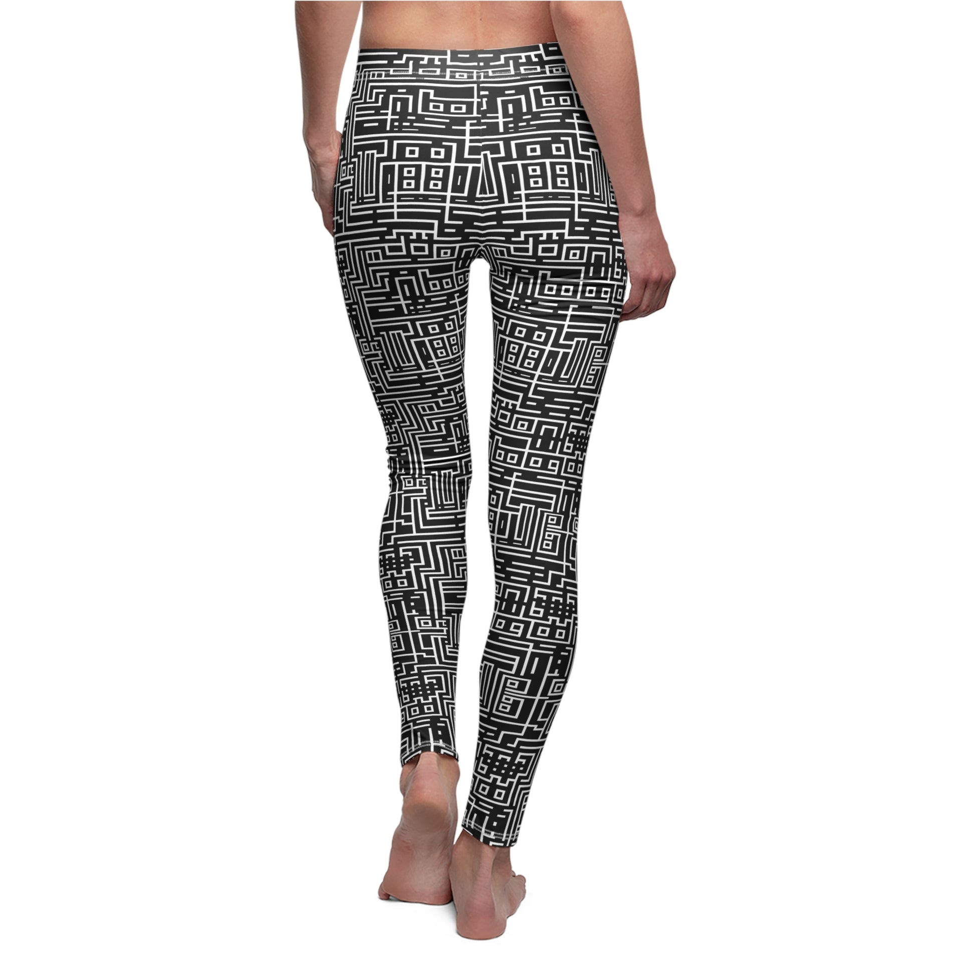 Futuristic Laser-Cut Geometric Women's Leggings: AOP