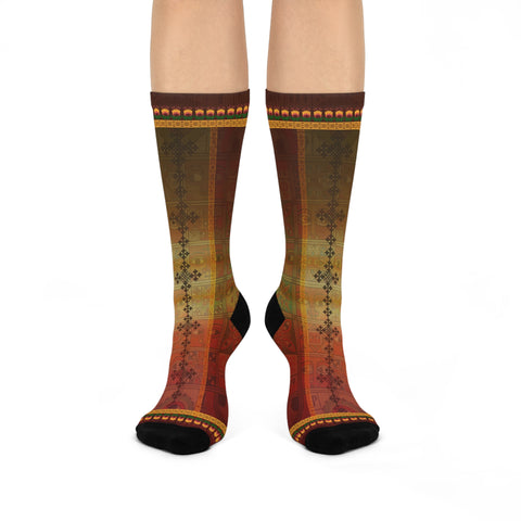 Step into Style: The Ethiopian Tapestry Socks Cushioned Crew Socks