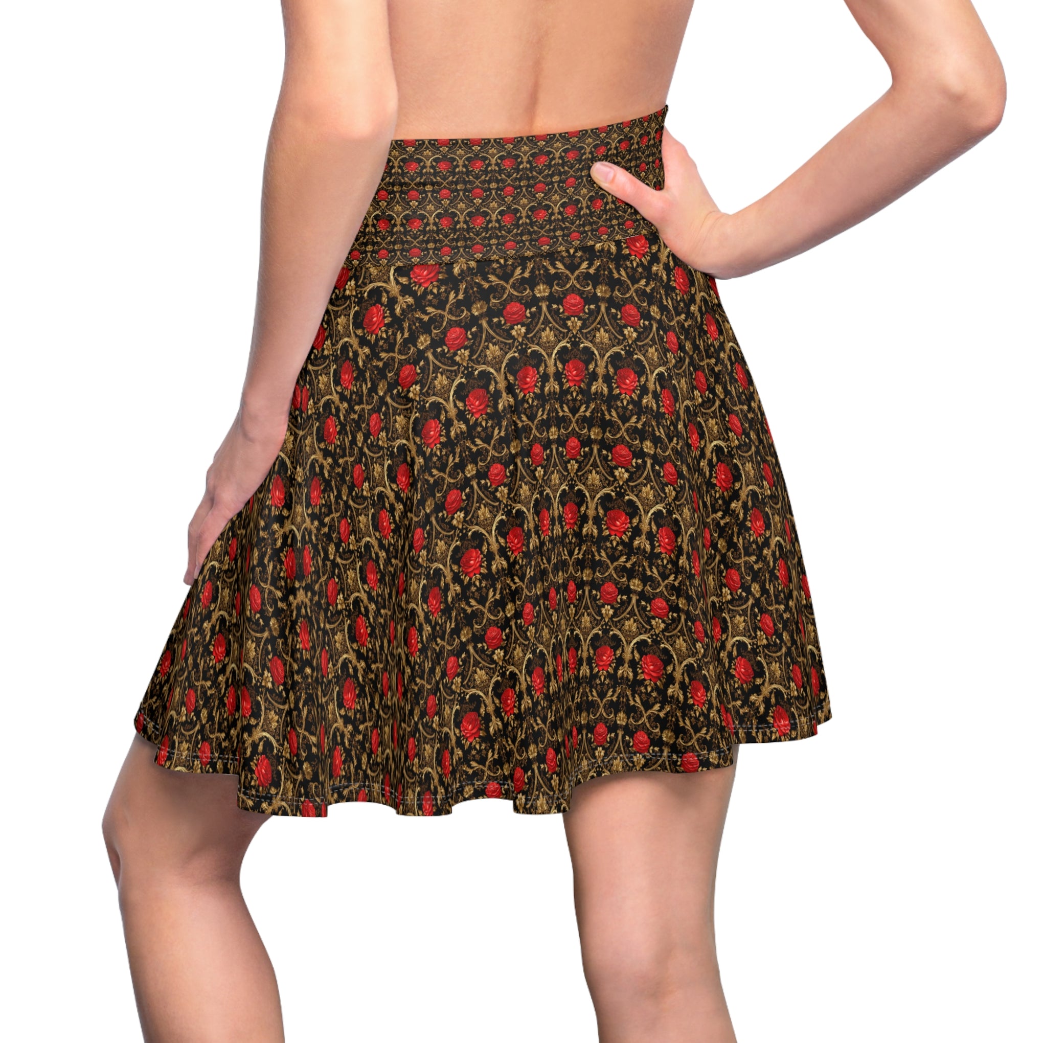 Twirl in Time: Where Vintage Elegance Meets Sparkly Romance | Women's Skater Skirt (AOP)