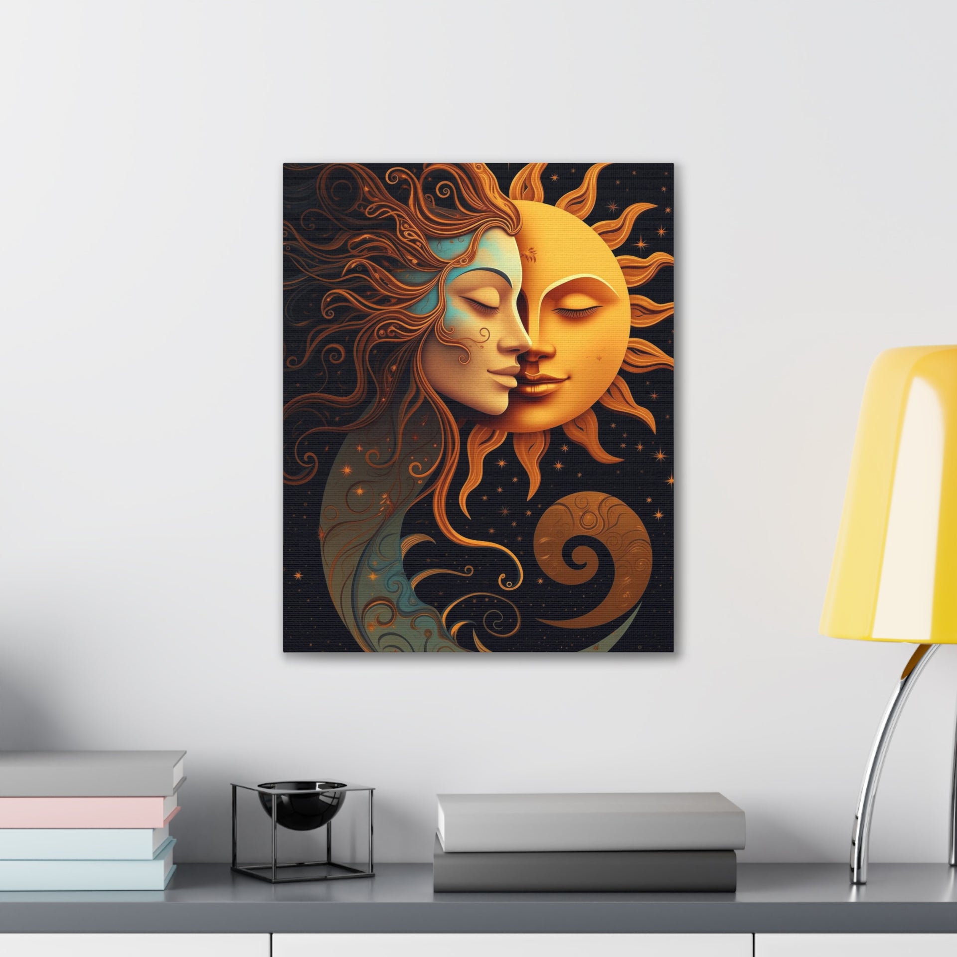 Celestial Harmony: Sun & Moon Canvas Print