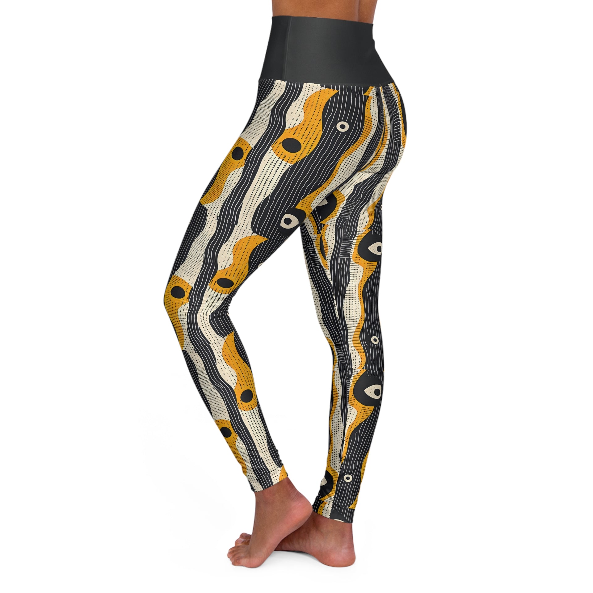 Unleash Your Inner Warrior: The Tribal Muse High-Waisted Yoga Leggings (AOP)