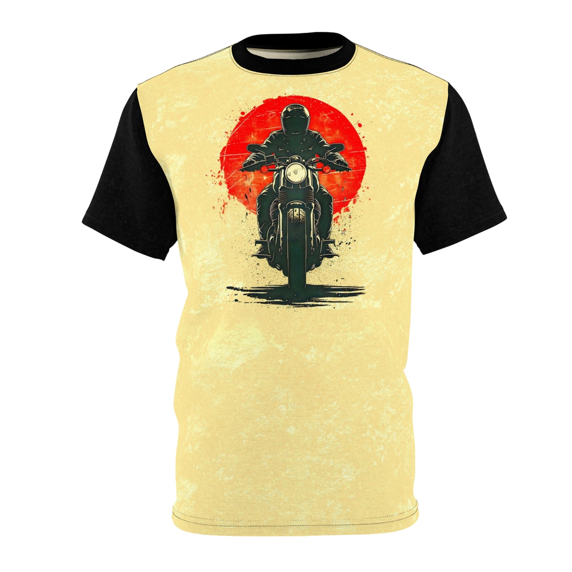 Ride into the Sunset - Motorcyclist Adventure Tee Unisex Cut & Sew Tee (AOP)