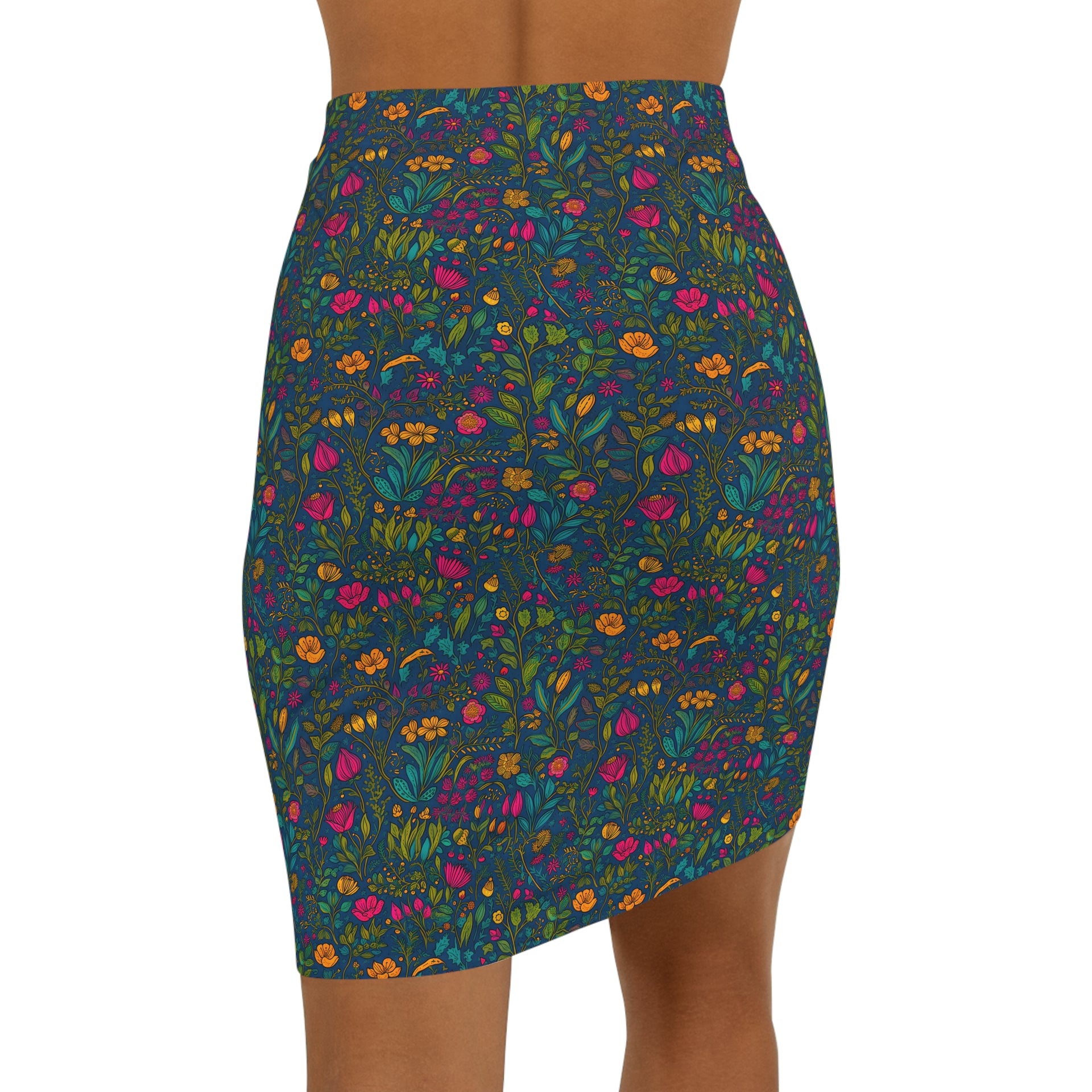 Harmonious Botanical Bliss Women's Pencil Mini Skirt: AOP