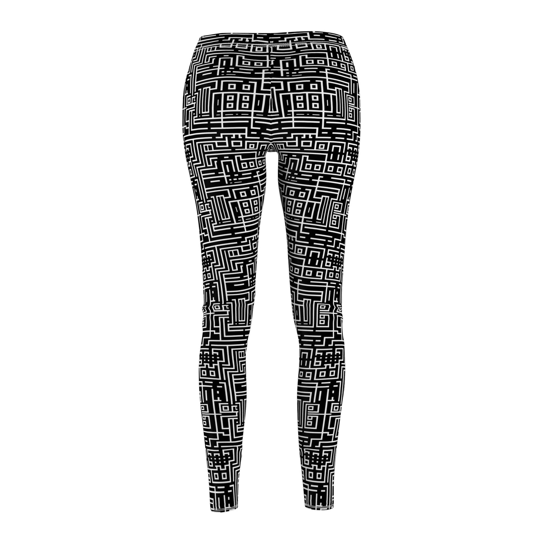 Futuristic Laser-Cut Geometric Women's Leggings: AOP