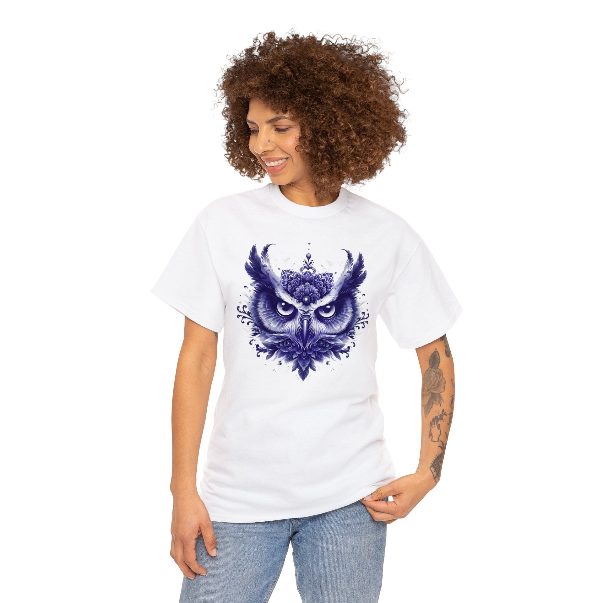 Gaze into Wisdom: Unleash the Enigmatic Power of This Owl Tee | Unisex Heavy Cotton Tee