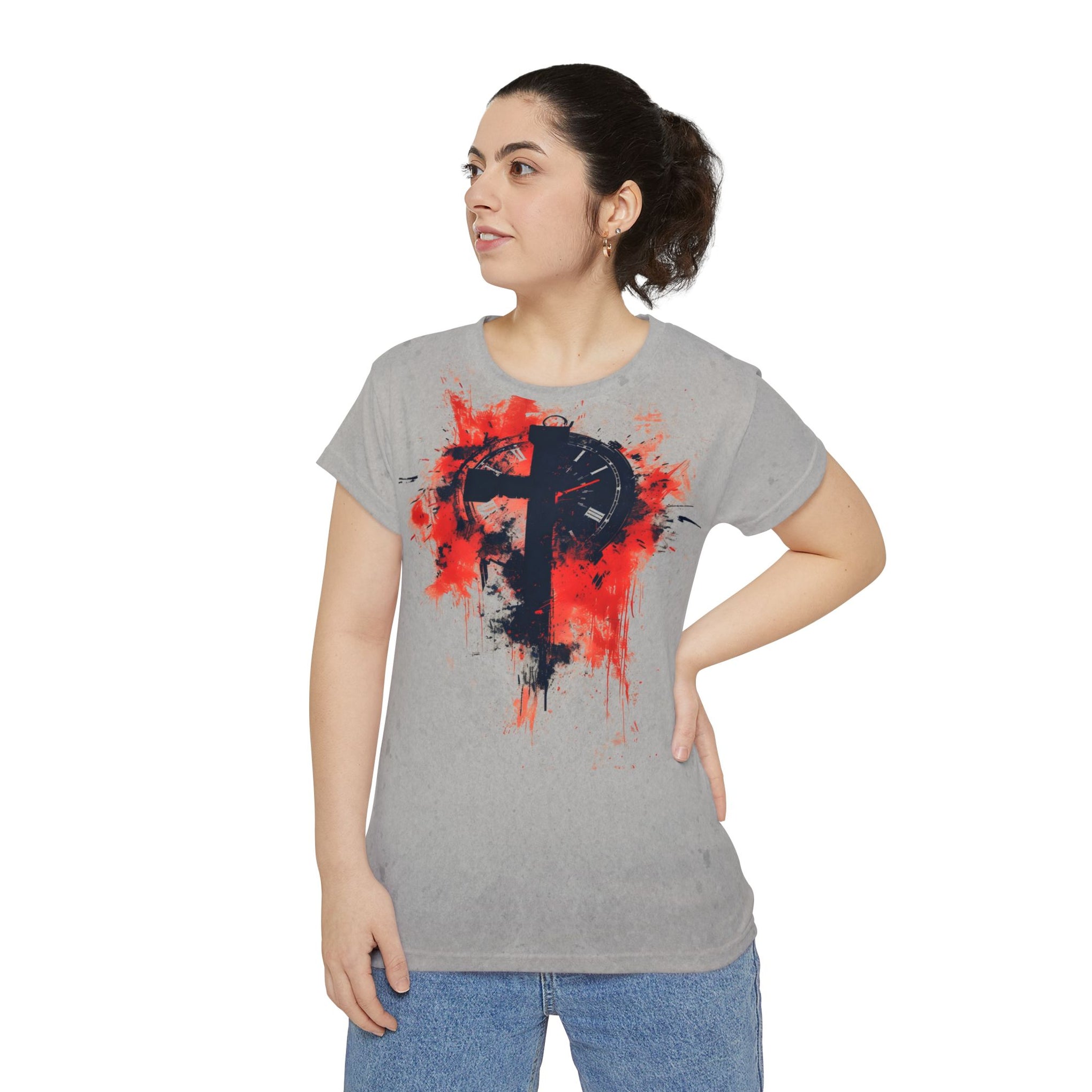 Crimson Cross - Bold Faith Tee Women's Short Sleeve Shirt (AOP)