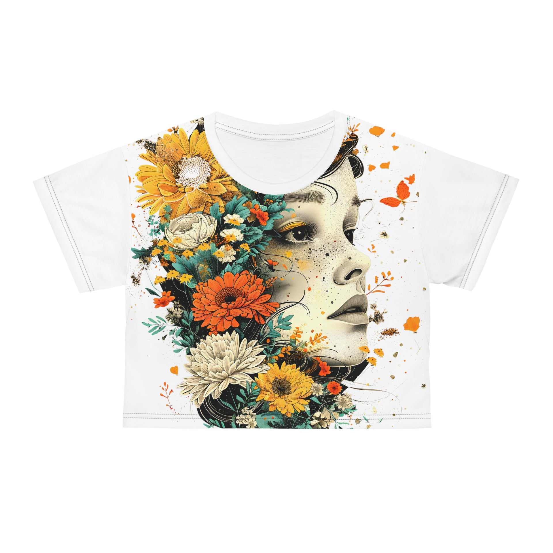 Floral Rhapsody: Where Nature's Canvas Blooms with Enchanting Elegance | Crop Tee (AOP)