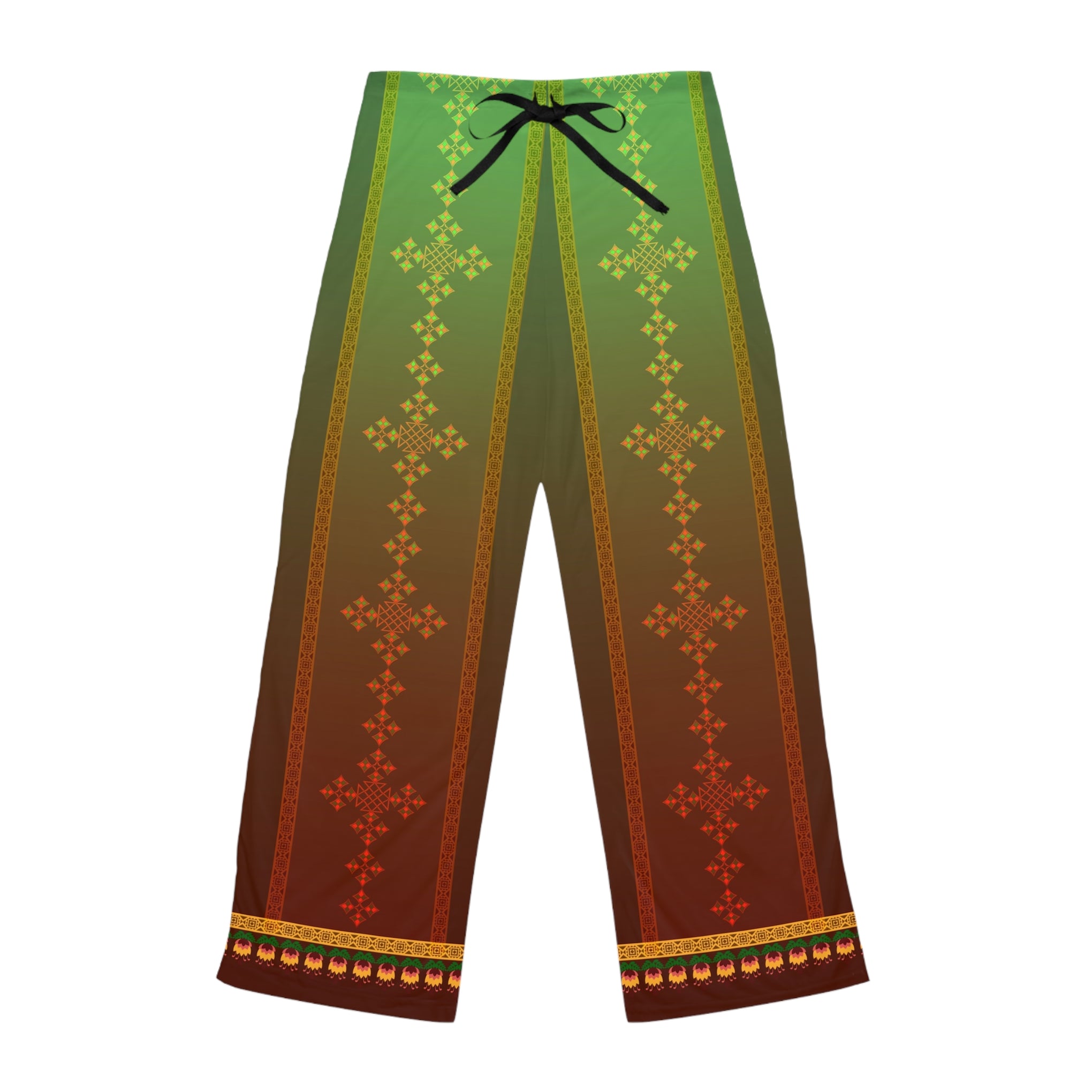 Ethiopian Crosses Elegance: Women's Pajama Pants (AOP)