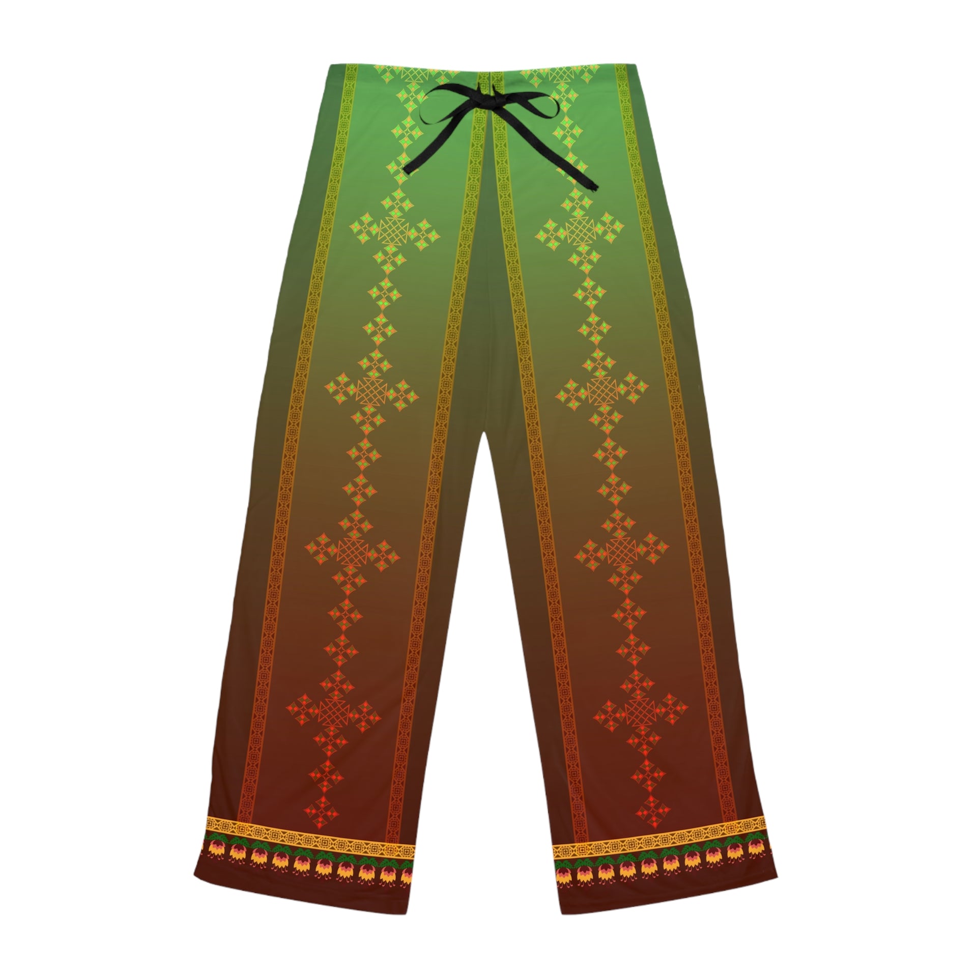 Ethiopian Crosses Elegance: Women's Pajama Pants (AOP)