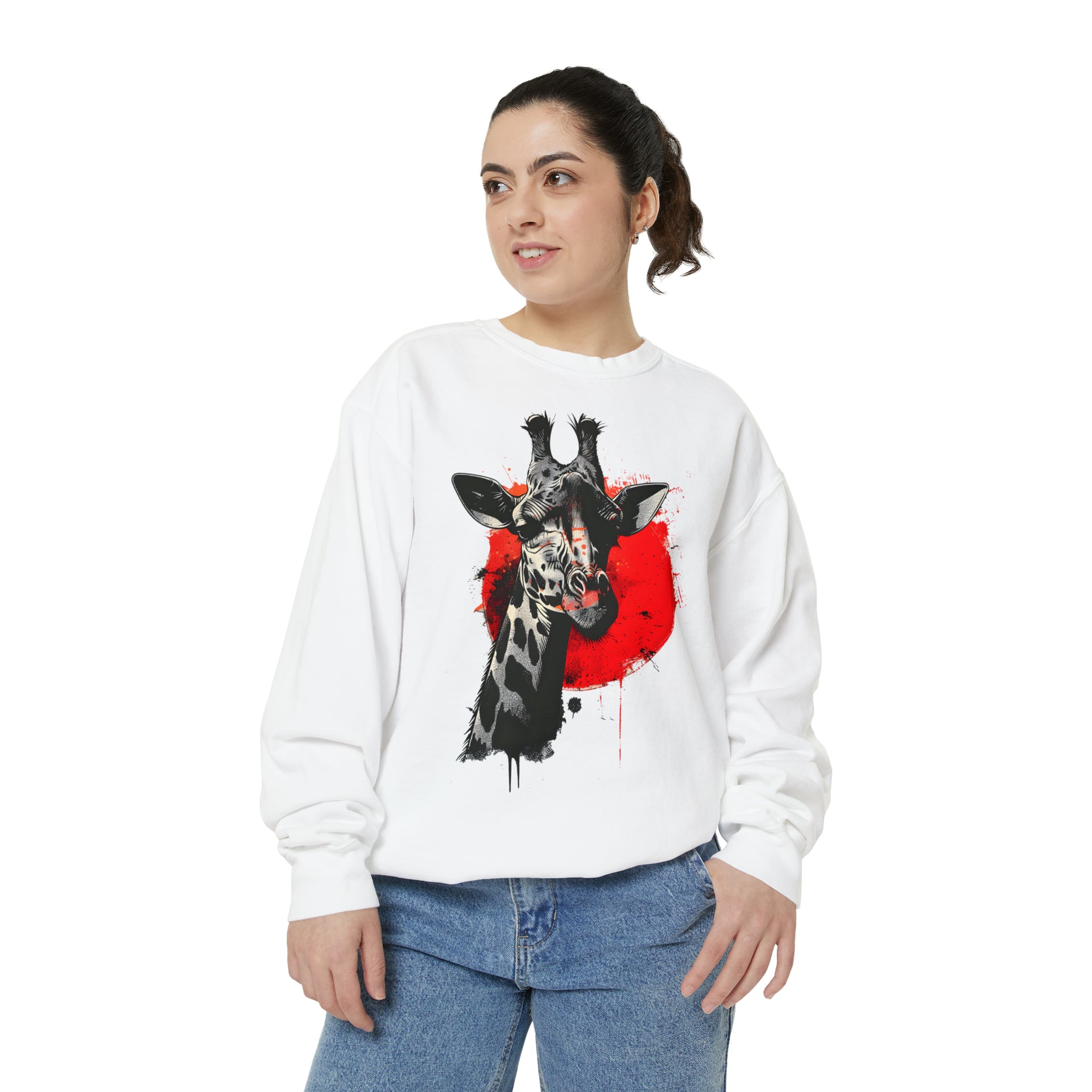 Sunshine Smiles: Embrace the Kawaii Charm of This Contoured Giraffe Sweatshirt