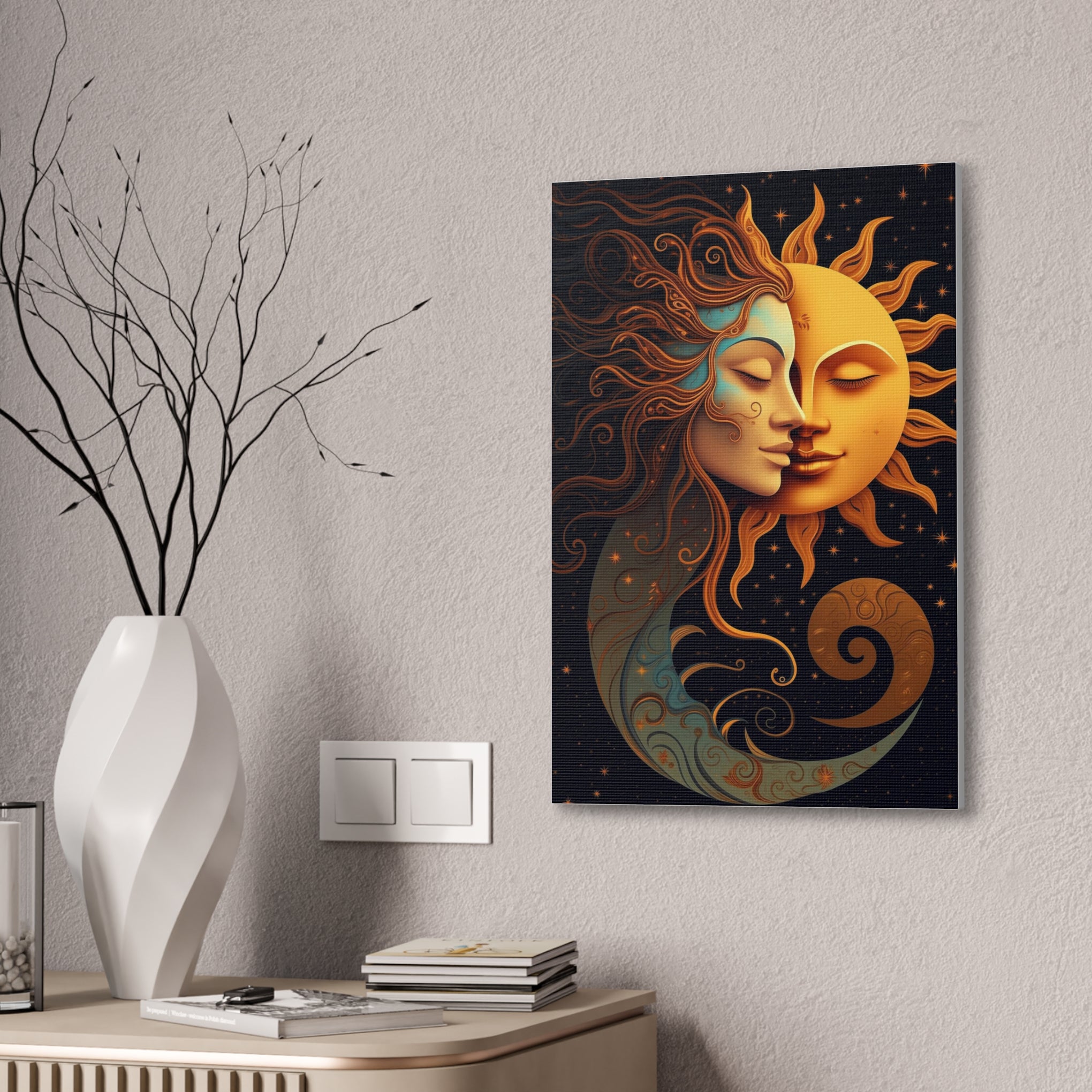 Celestial Harmony: Sun & Moon Canvas Print