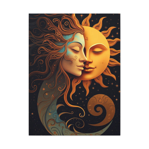 Celestial Harmony: Sun & Moon Canvas Print