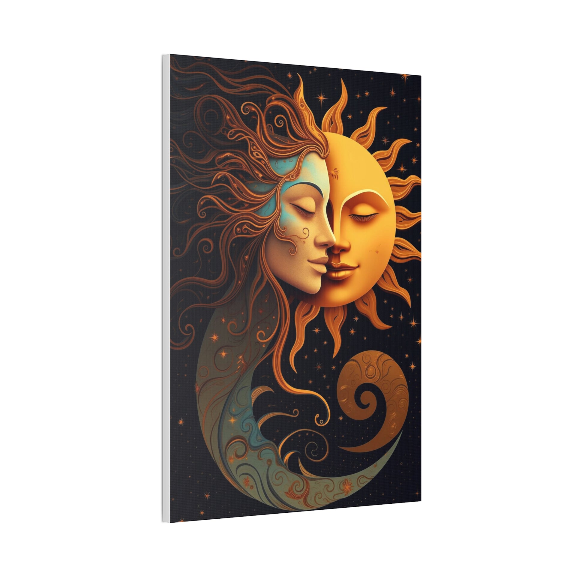 Celestial Harmony: Sun & Moon Canvas Print