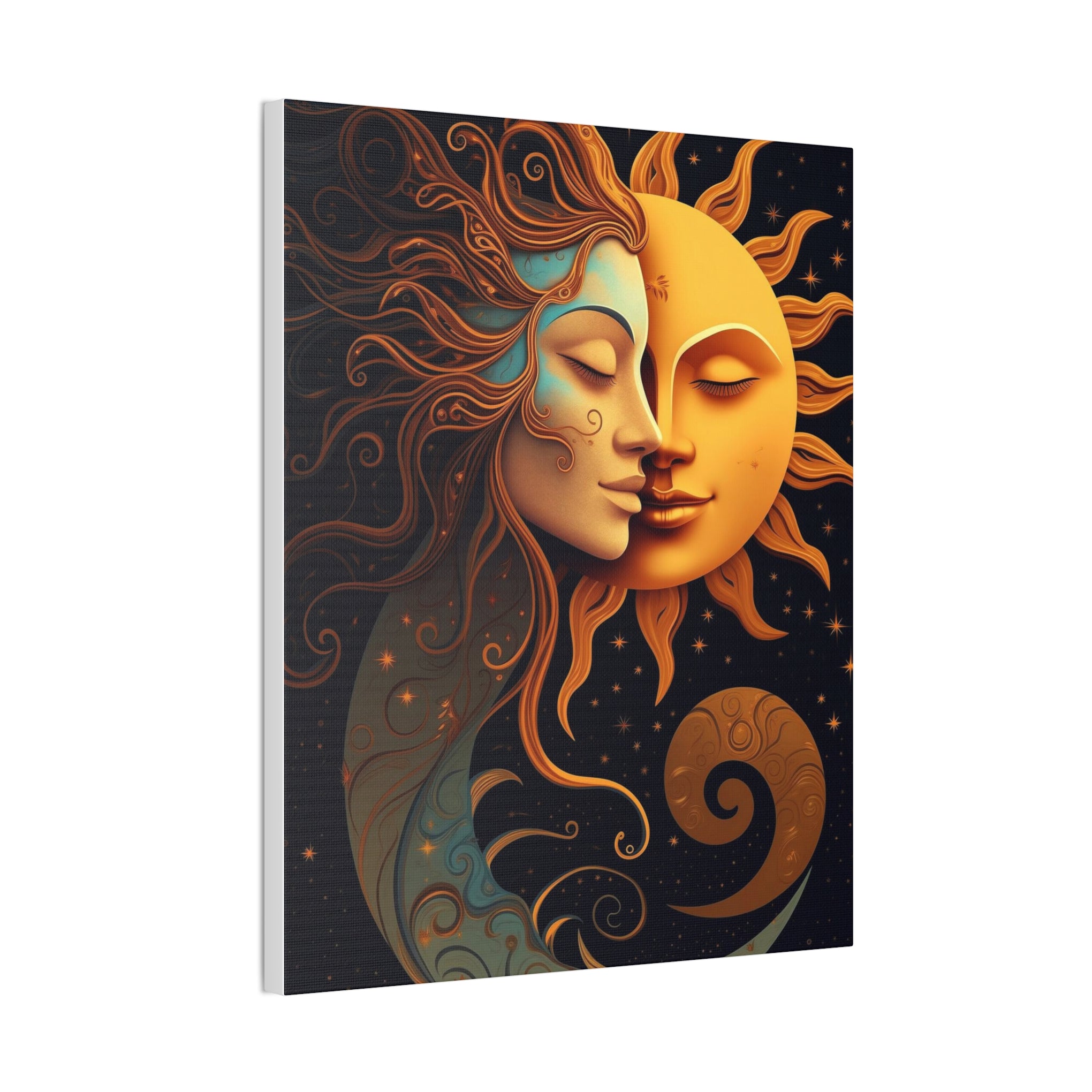 Celestial Harmony: Sun & Moon Canvas Print