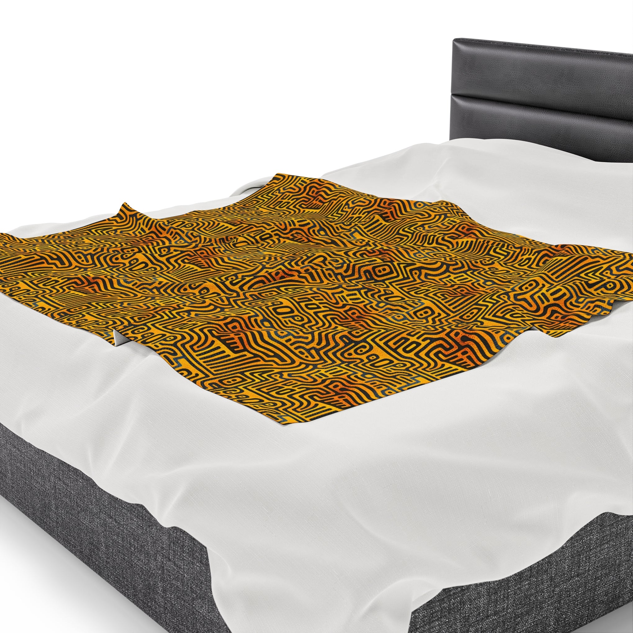 Sunset Dreams: Velveteen Plush Blanket with Optical Illusion Art