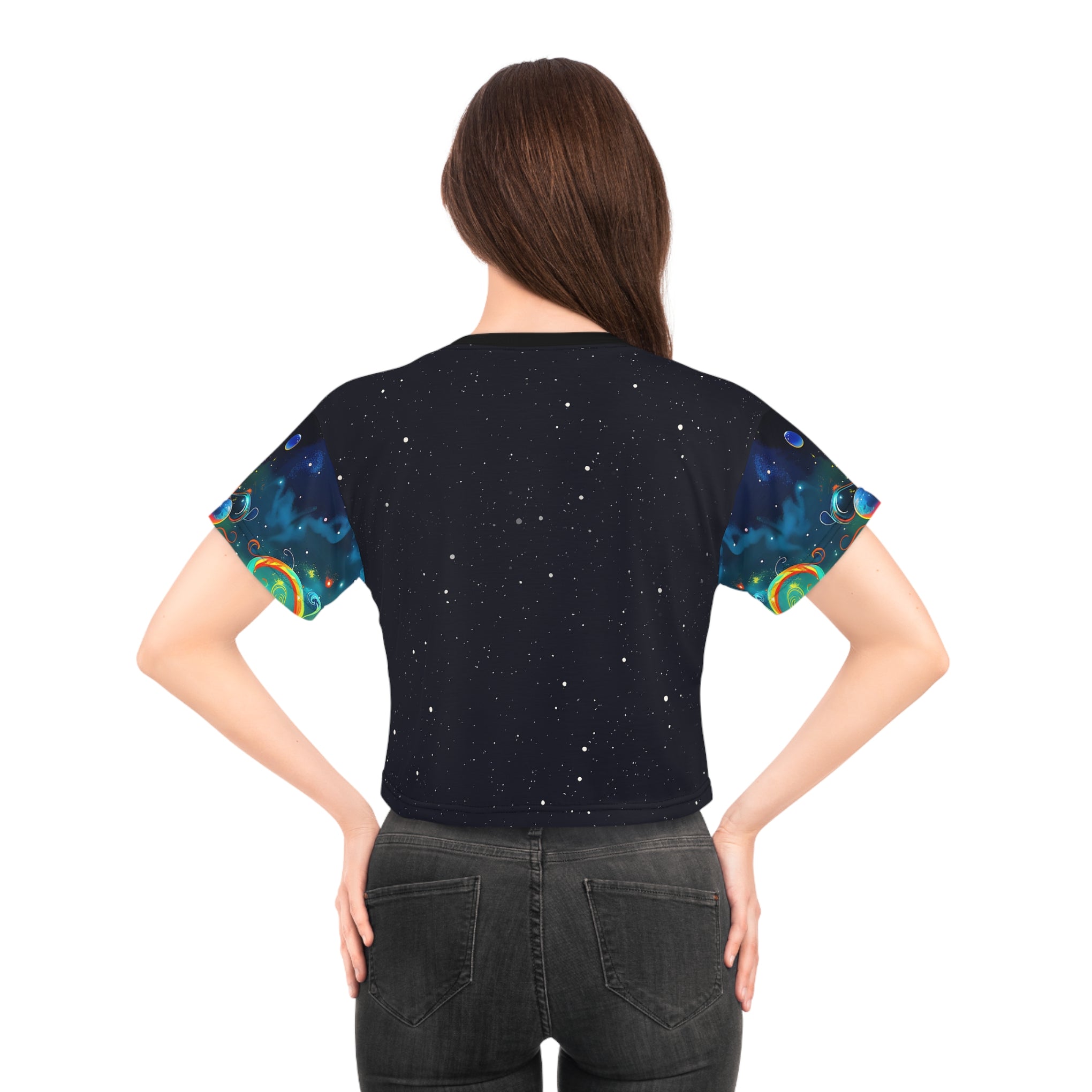 Where Dreams Collide Cosmic Muse Tee - Embrace the Mystery Crop Tee (AOP)