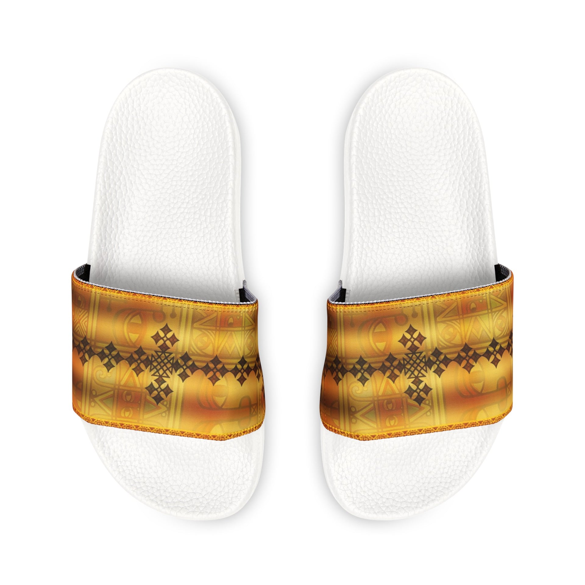 Walk in Style: The Ethiopian Tapestry Slides Men's PU Slide Sandals