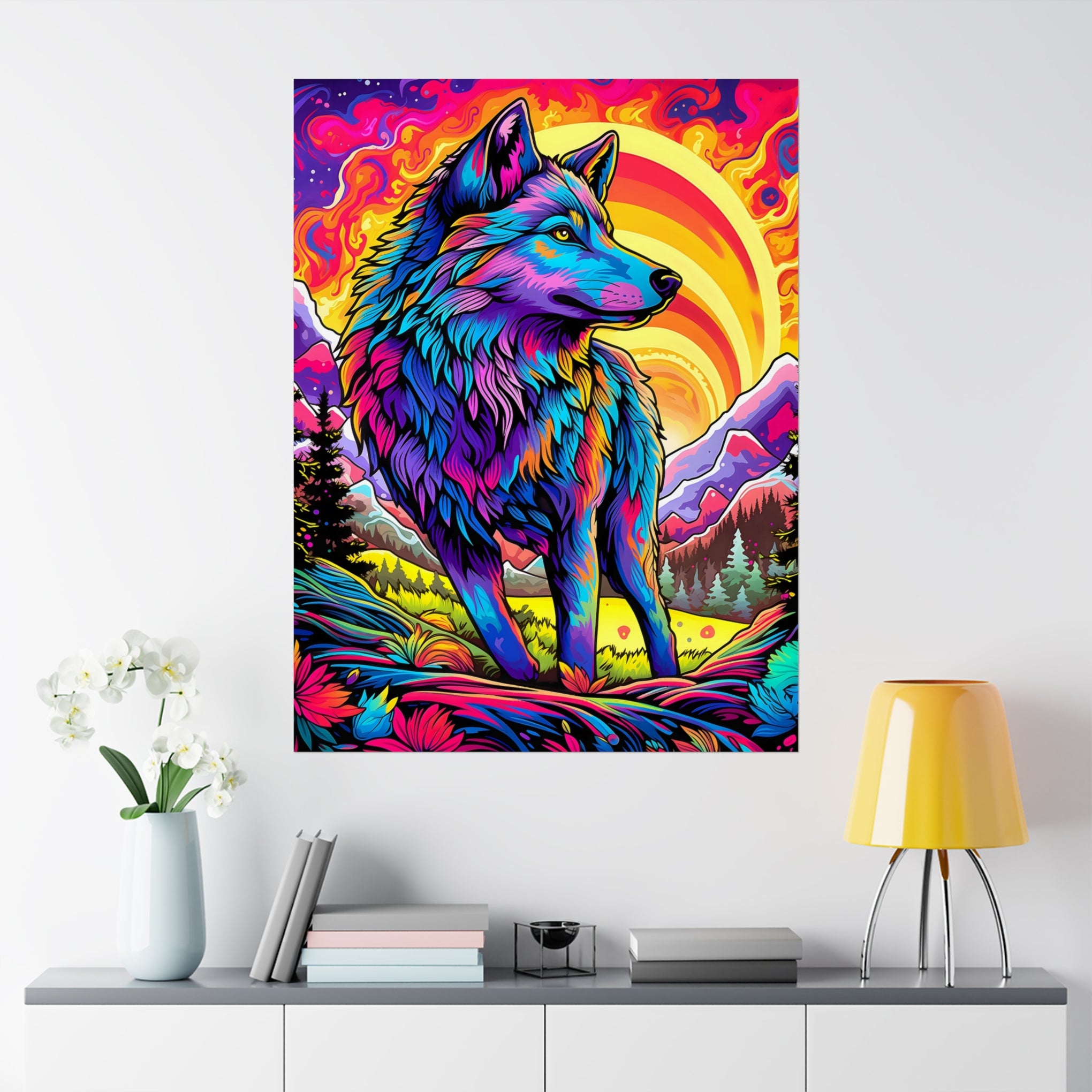 Embrace the Wild: Vintage Wolf Psychedelia Matte Posters