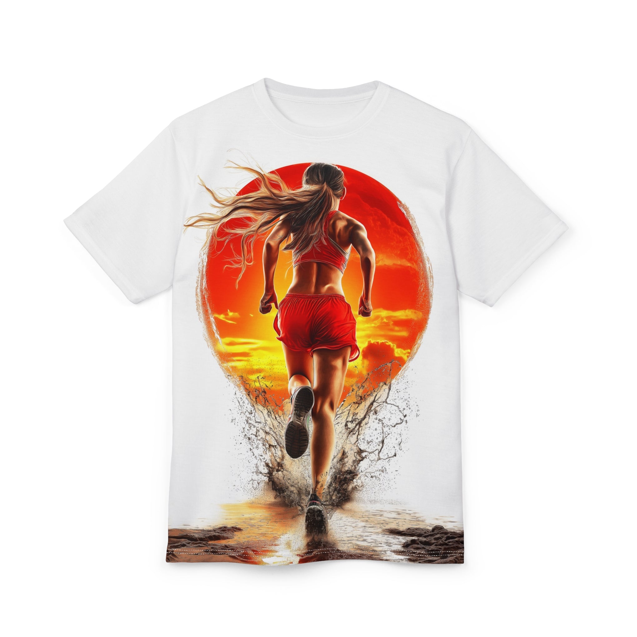 Empowering Sunset Runner: Unisex Cut & Sew Tee (AOP) 🏃‍♀️