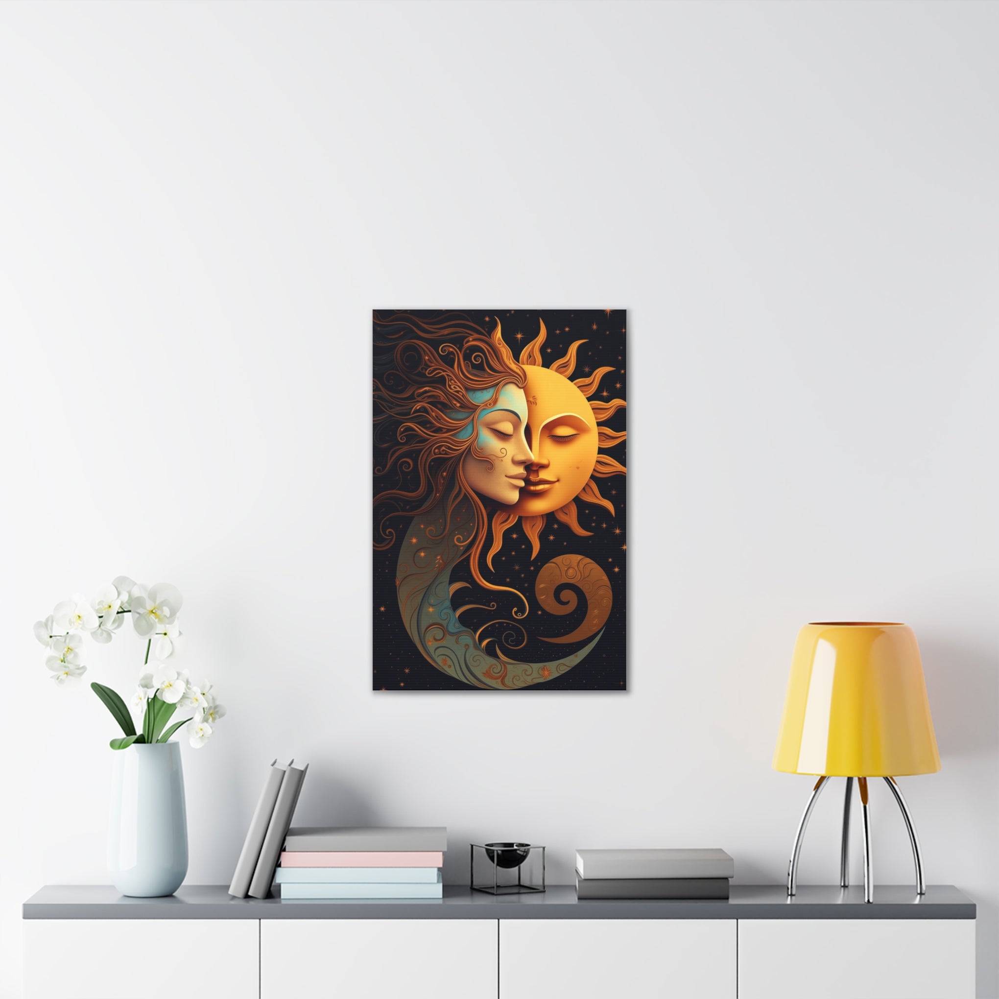 Celestial Harmony: Sun & Moon Canvas Print