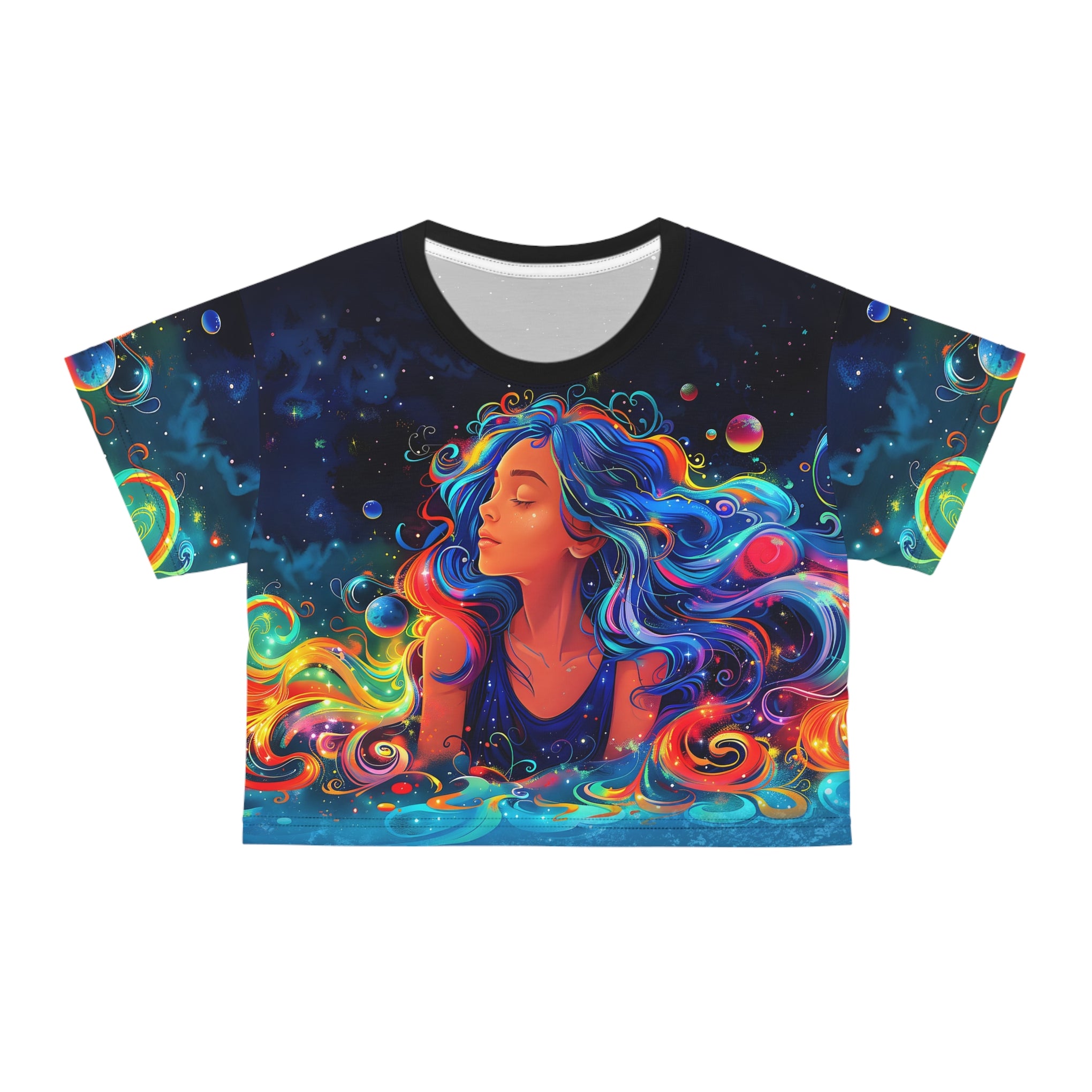 Where Dreams Collide Cosmic Muse Tee - Embrace the Mystery Crop Tee (AOP)