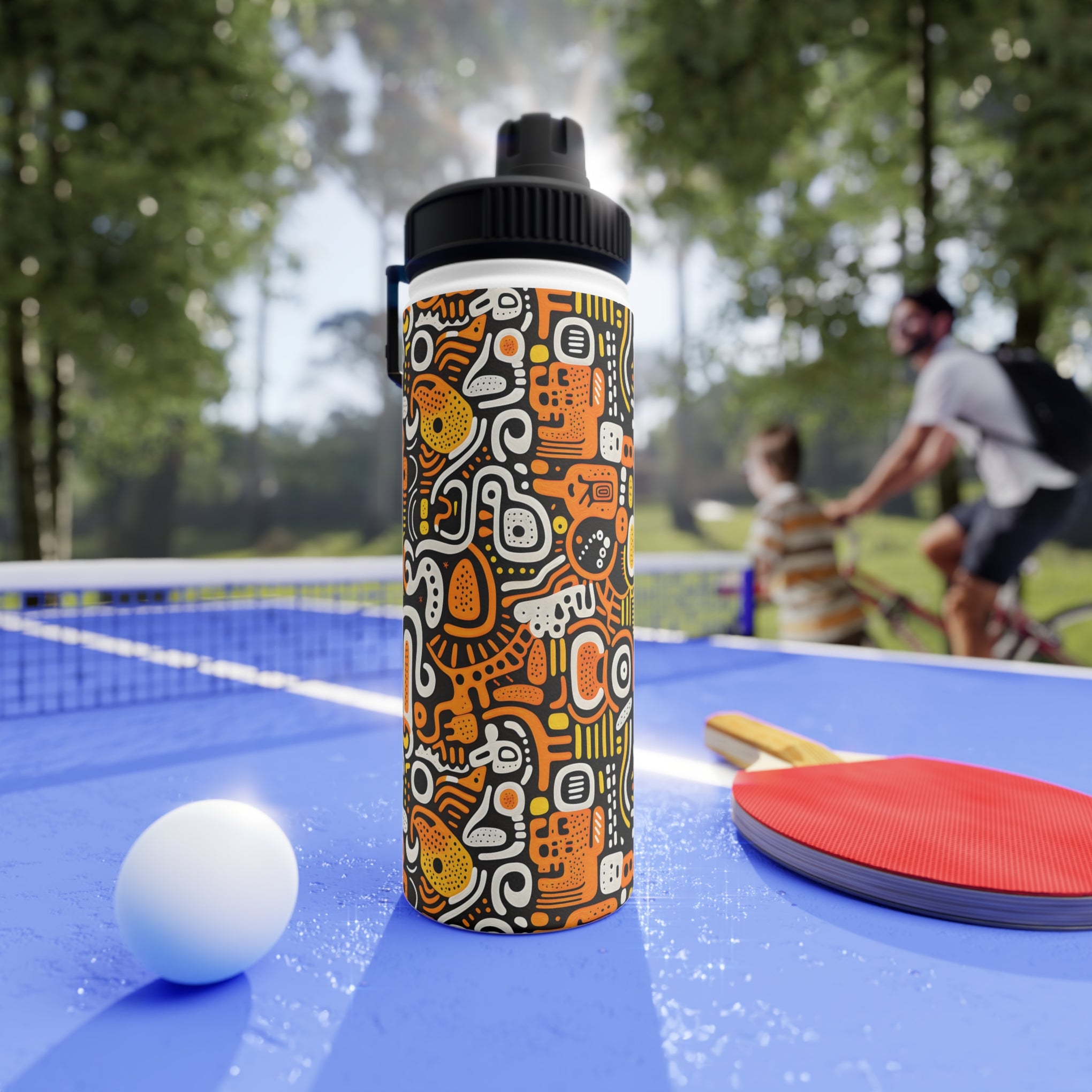 Psychedelic Fusion: Keith Haring Inspired Stainless Steel Water Bottle Sports Lid