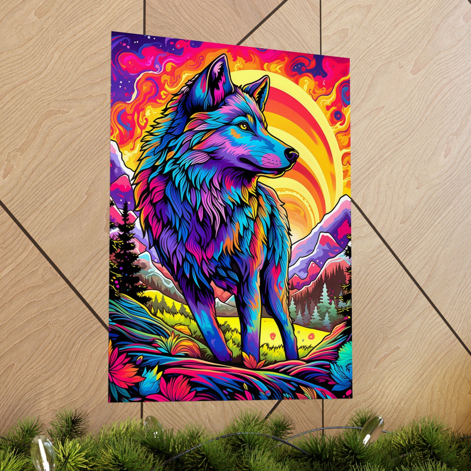 Embrace the Wild: Vintage Wolf Psychedelia Matte Posters