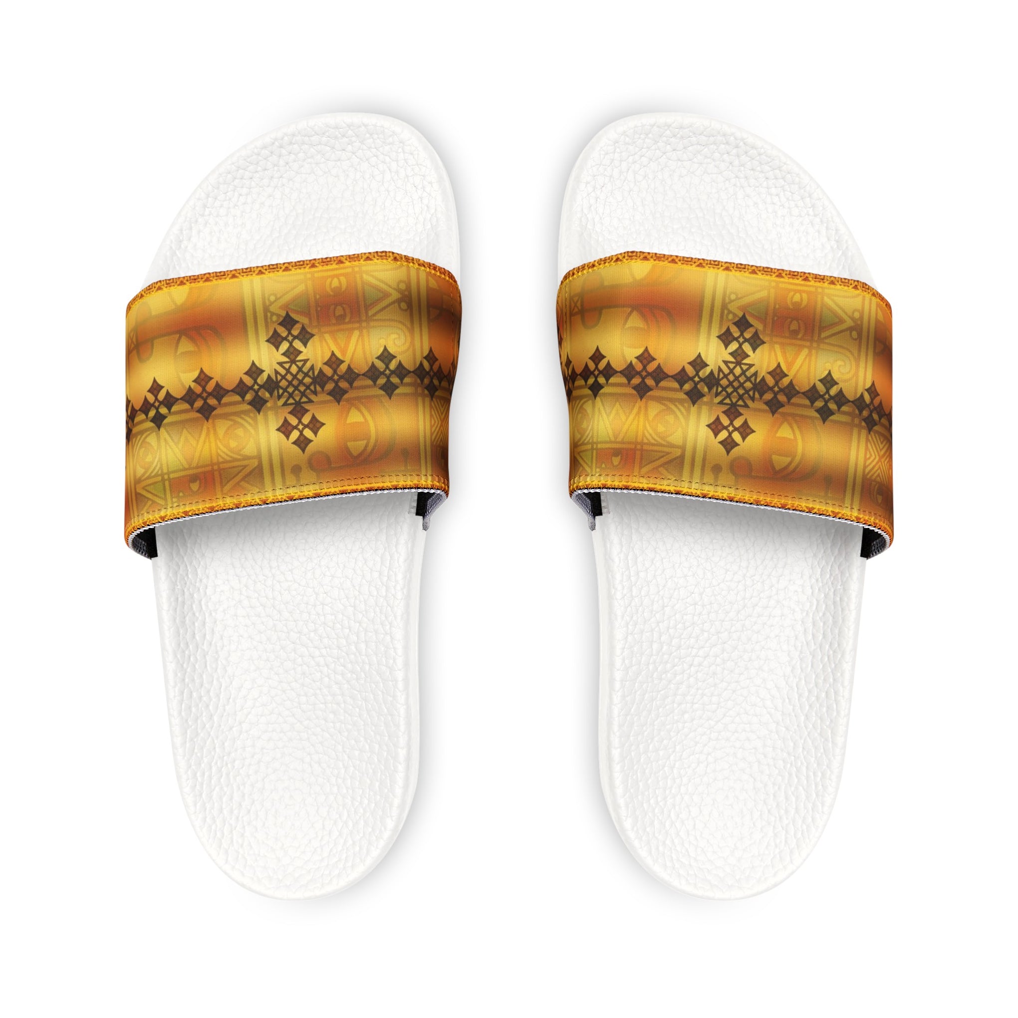 Walk in Style: The Ethiopian Tapestry Slides Men's PU Slide Sandals