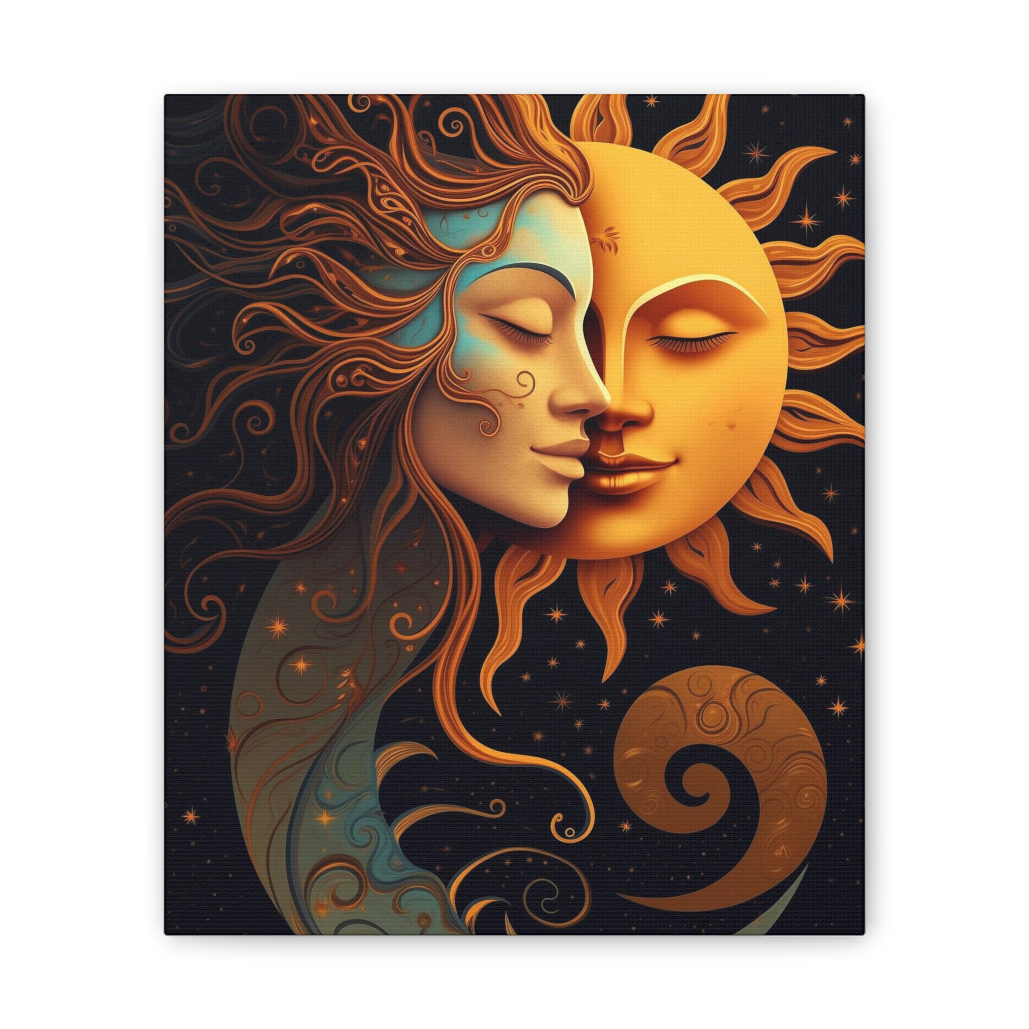 Celestial Harmony: Sun & Moon Canvas Print