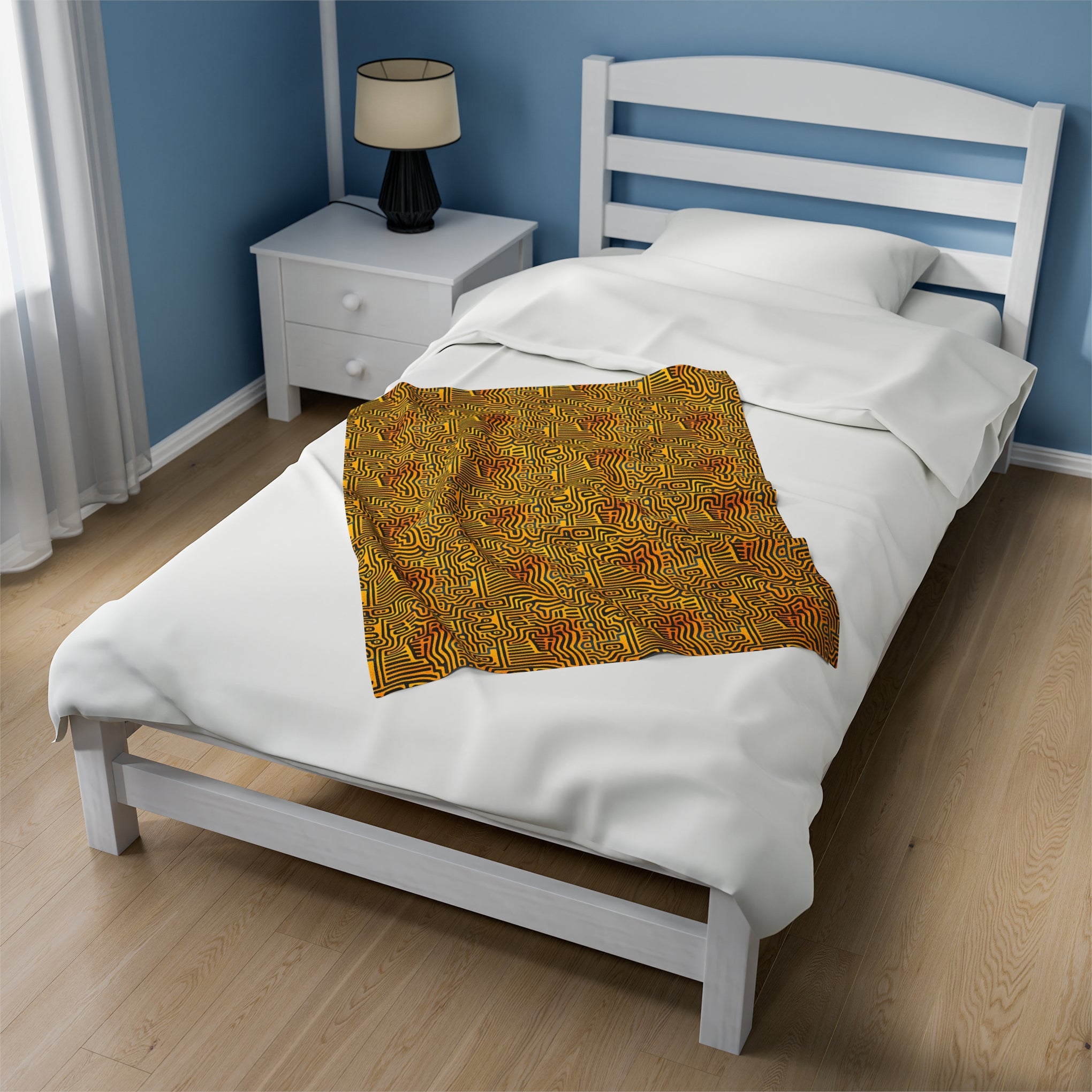 Sunset Dreams: Velveteen Plush Blanket with Optical Illusion Art