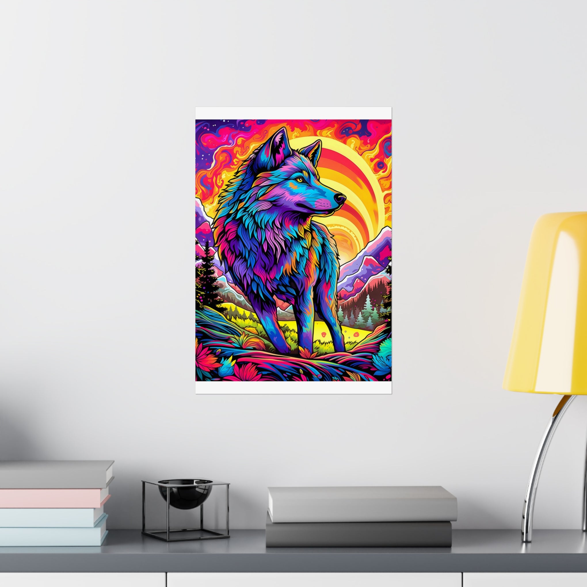 Embrace the Wild: Vintage Wolf Psychedelia Matte Posters