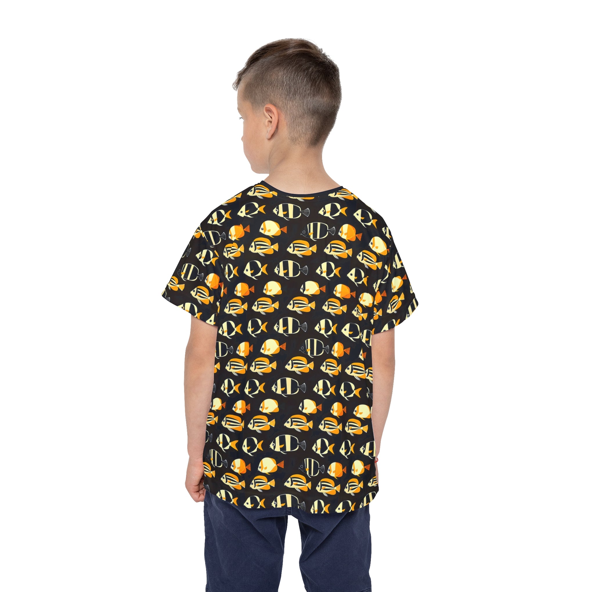 Zen Fish: Japanese Geometric Bannerfish Pattern Kids Sports Jersey (AOP)