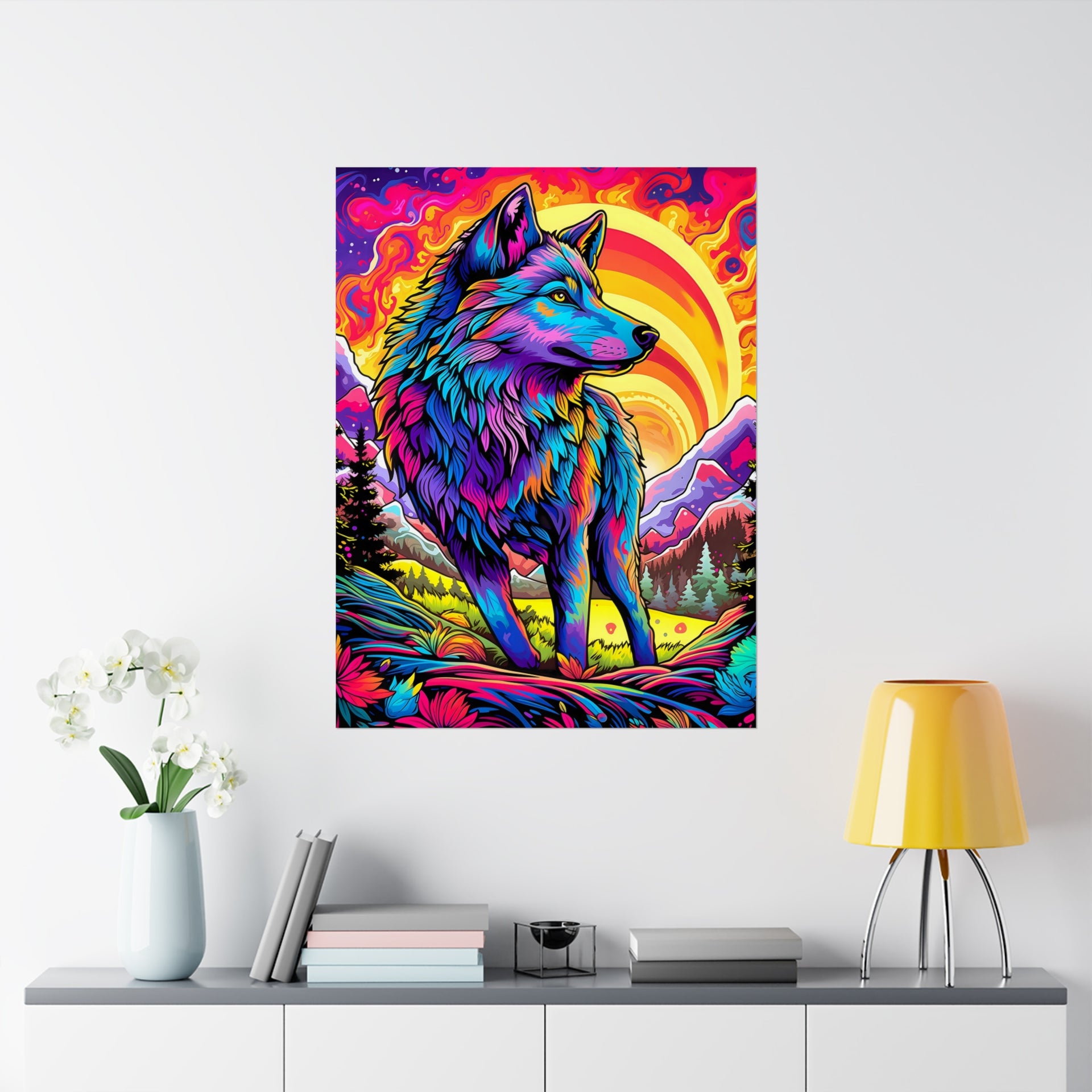 Embrace the Wild: Vintage Wolf Psychedelia Matte Posters